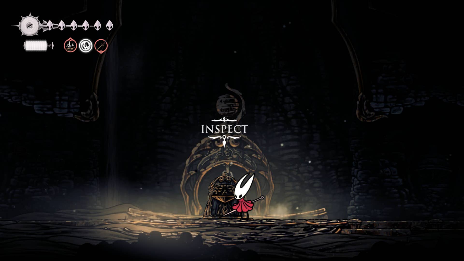Screenshot of Hollow Knight: Silkson showing a pass through the blown up step.