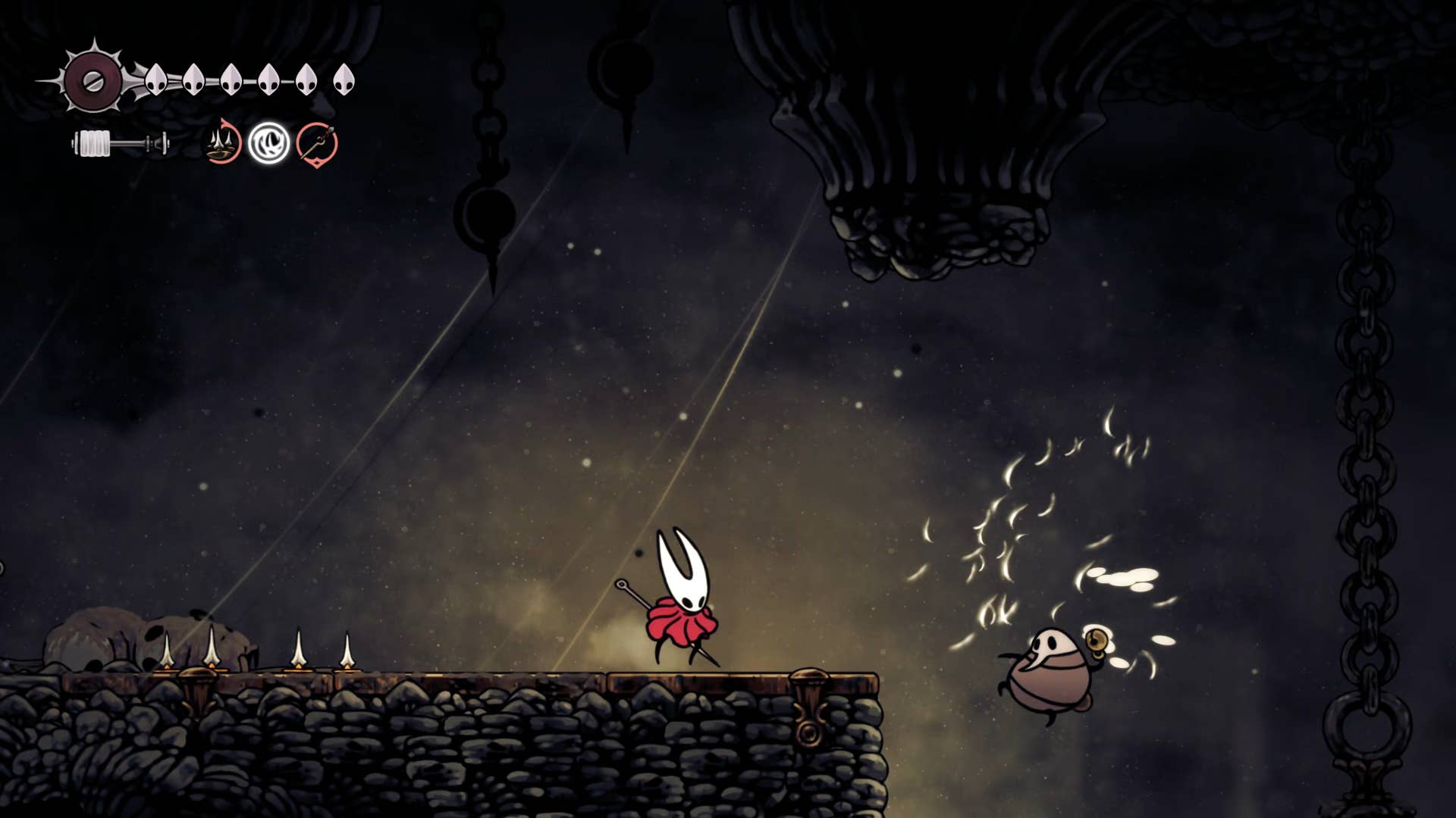 Screenshot of Hollow Knight: Silkson showing a pass through the blown up step.