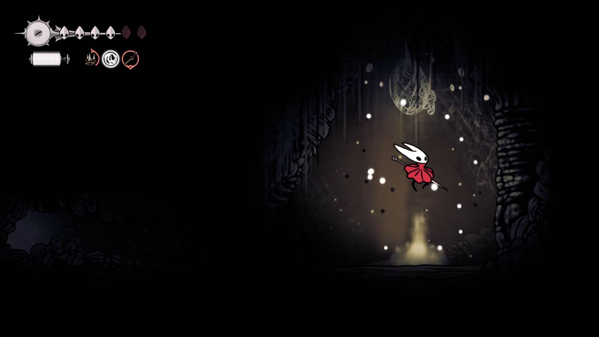 Screenshot of Hollow Knight: Silkson showing a pass through the blown up step.