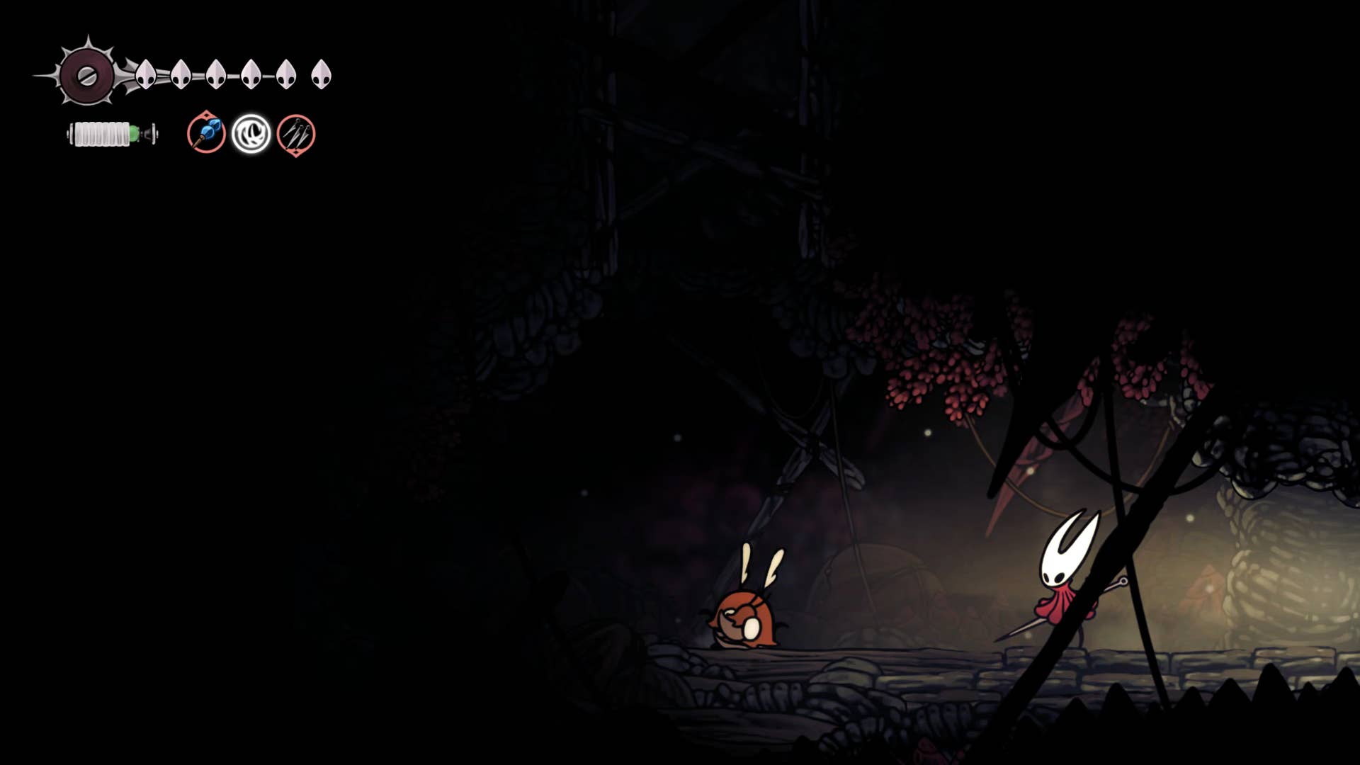 Screenshot of Hollow Knight: Silkson showing a pass through the blown up step.