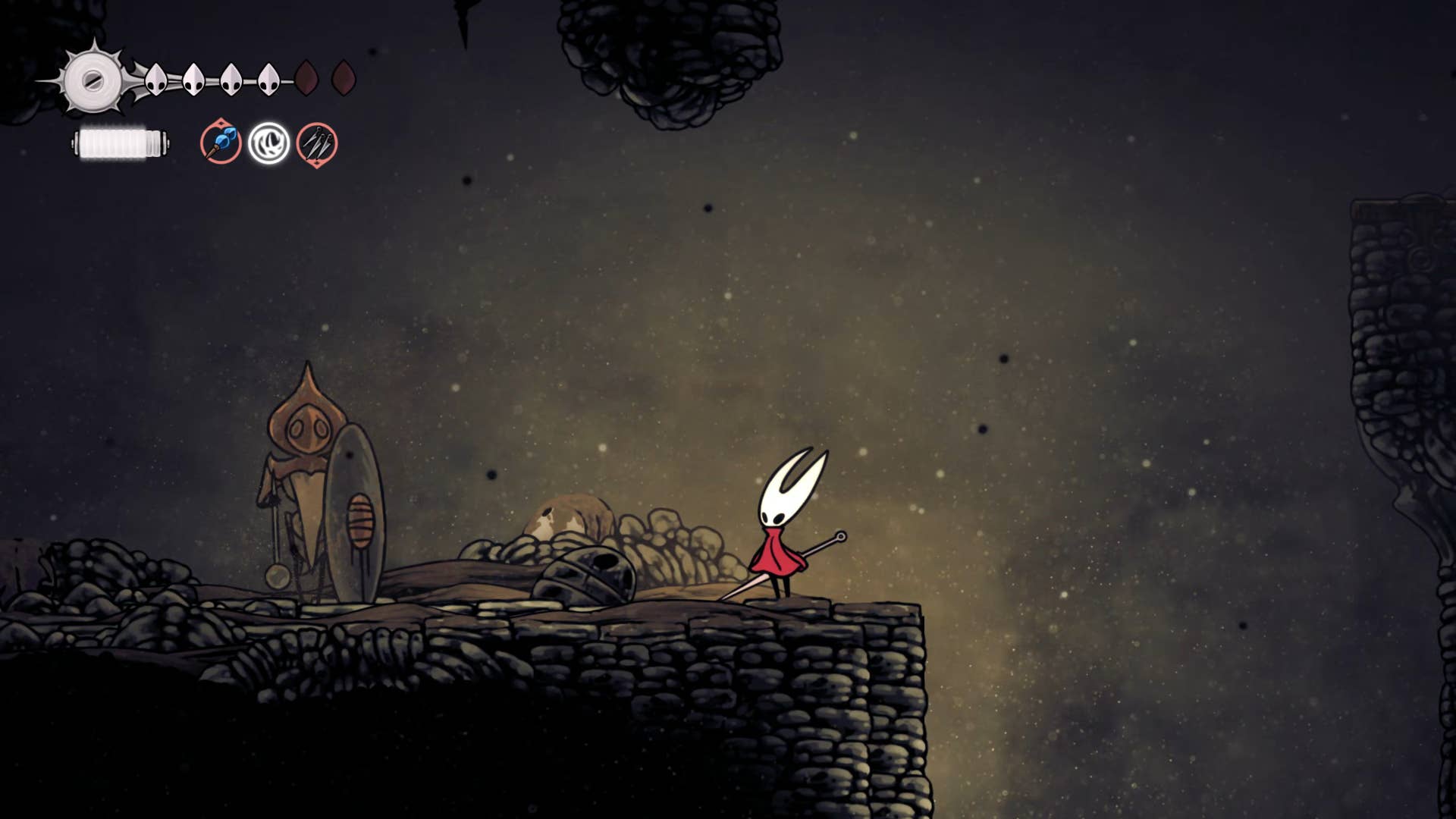 Screenshot of Hollow Knight: Silkson showing a pass through the blown up step.