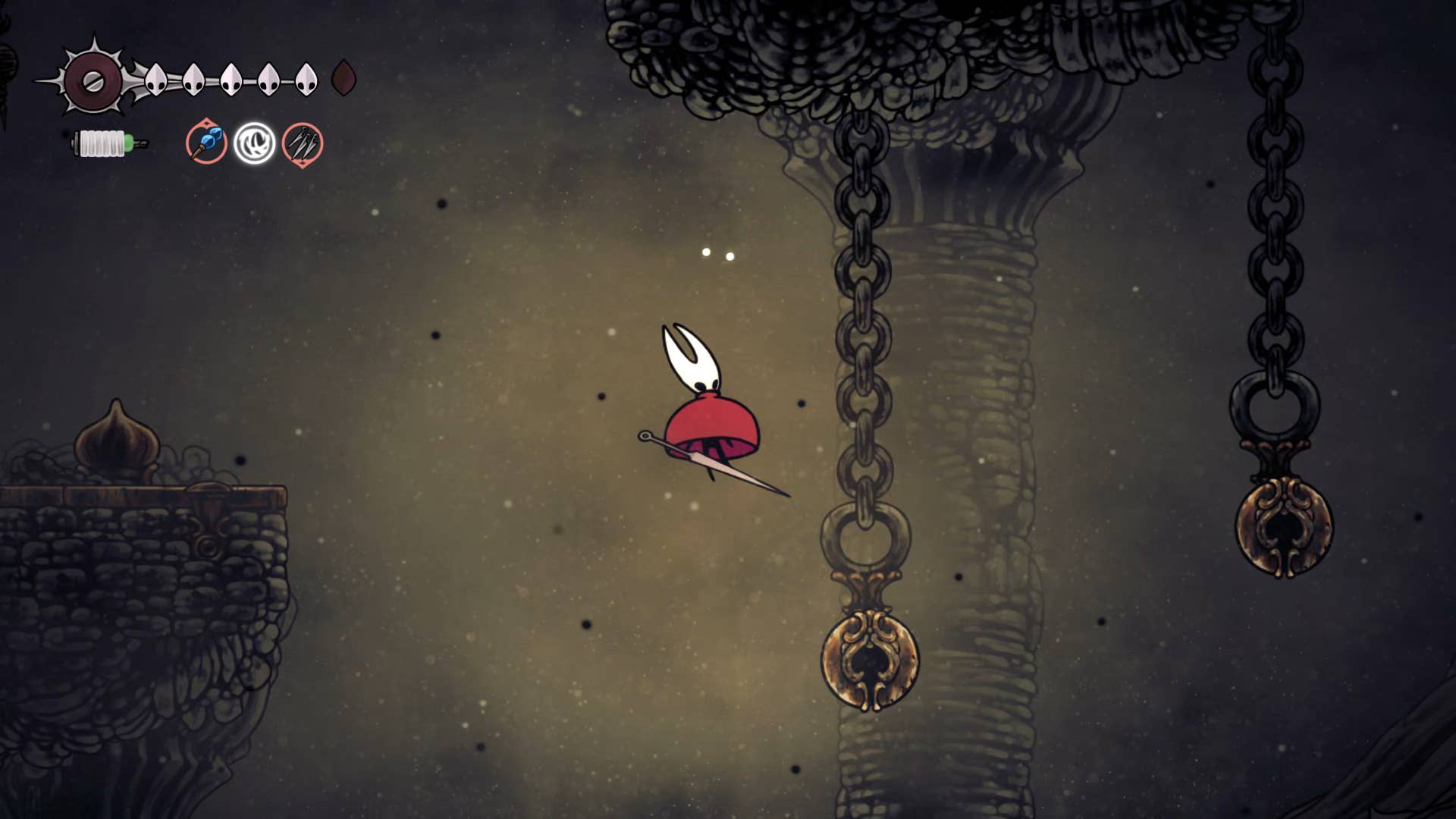 Screenshot of Hollow Knight: Silkson showing a pass through the blown up step.