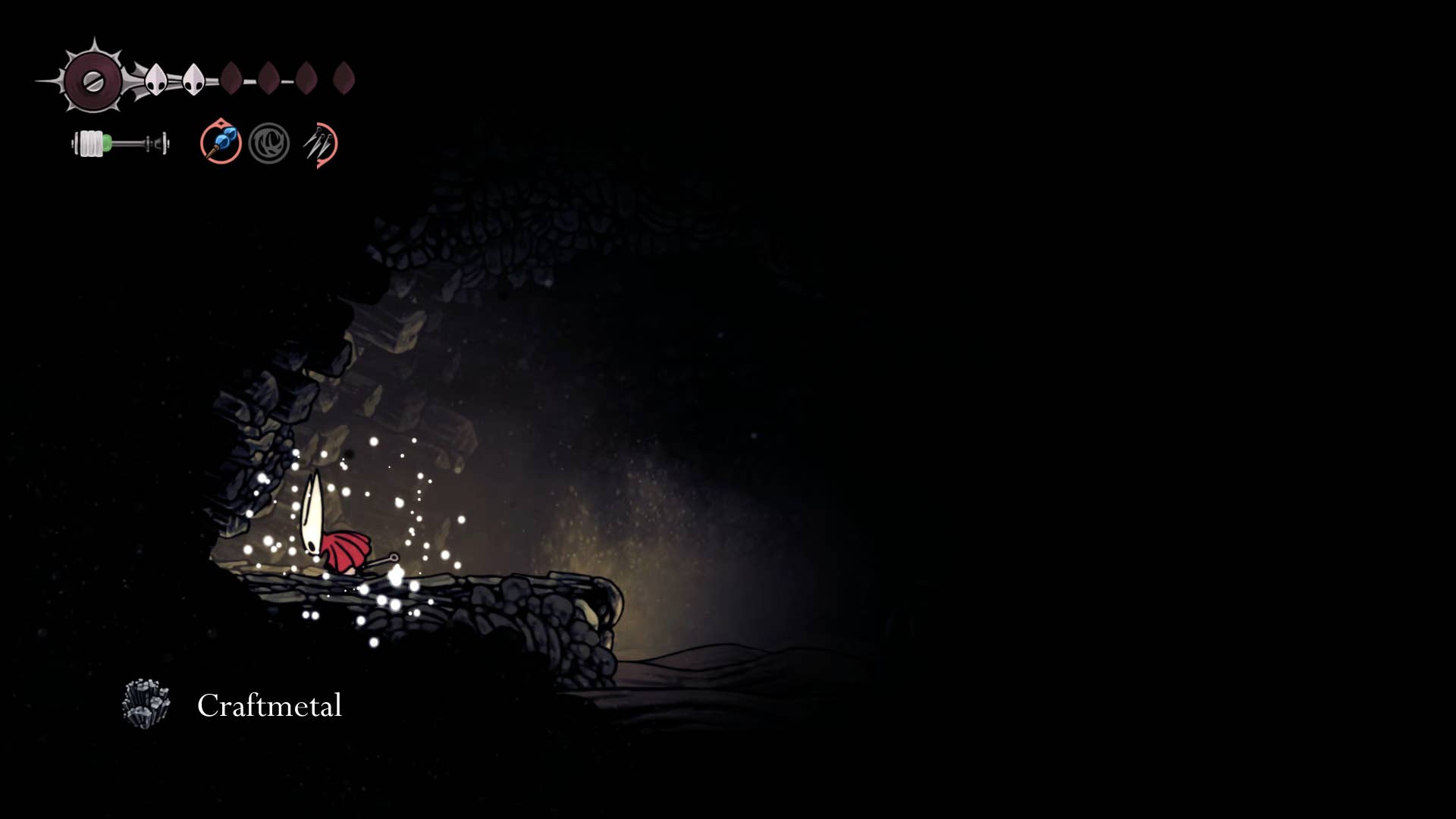 Screenshot of Hollow Knight: Silkson showing a pass through the blown up step.