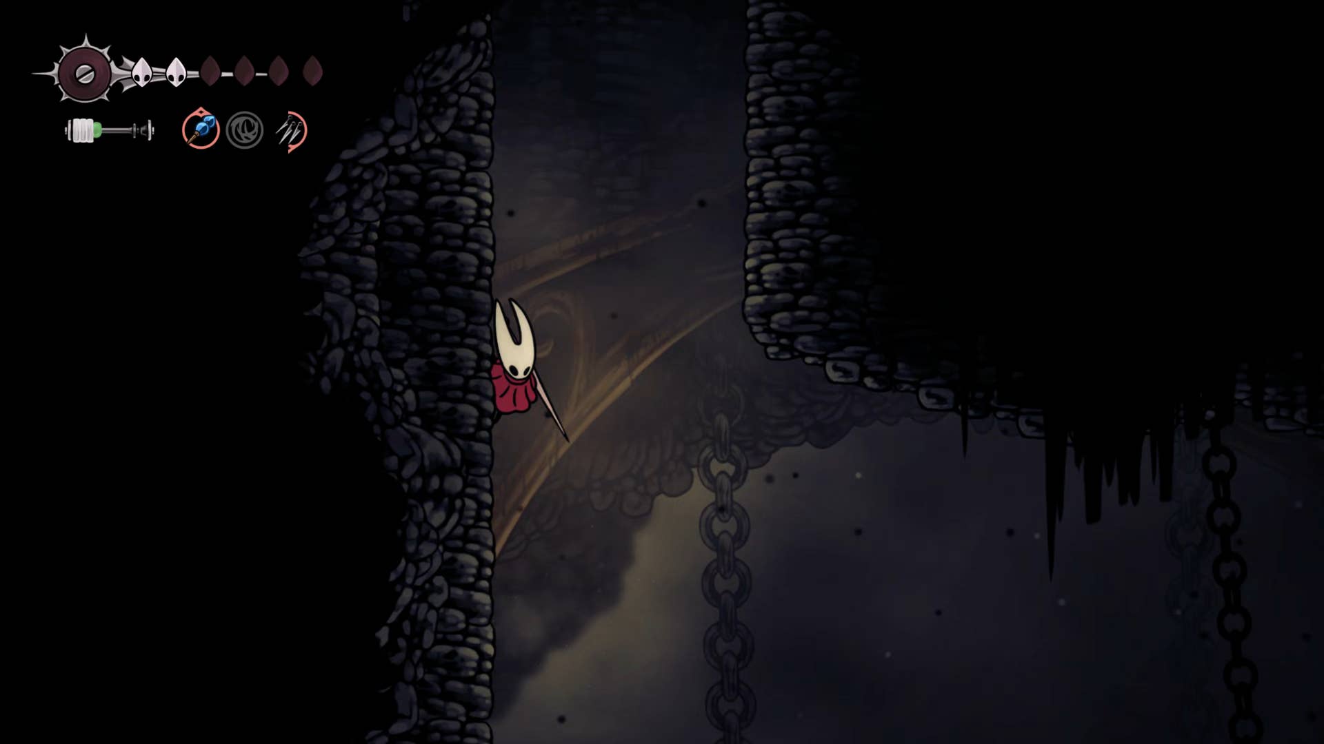 Screenshot of Hollow Knight: Silkson showing a pass through the blown up step.