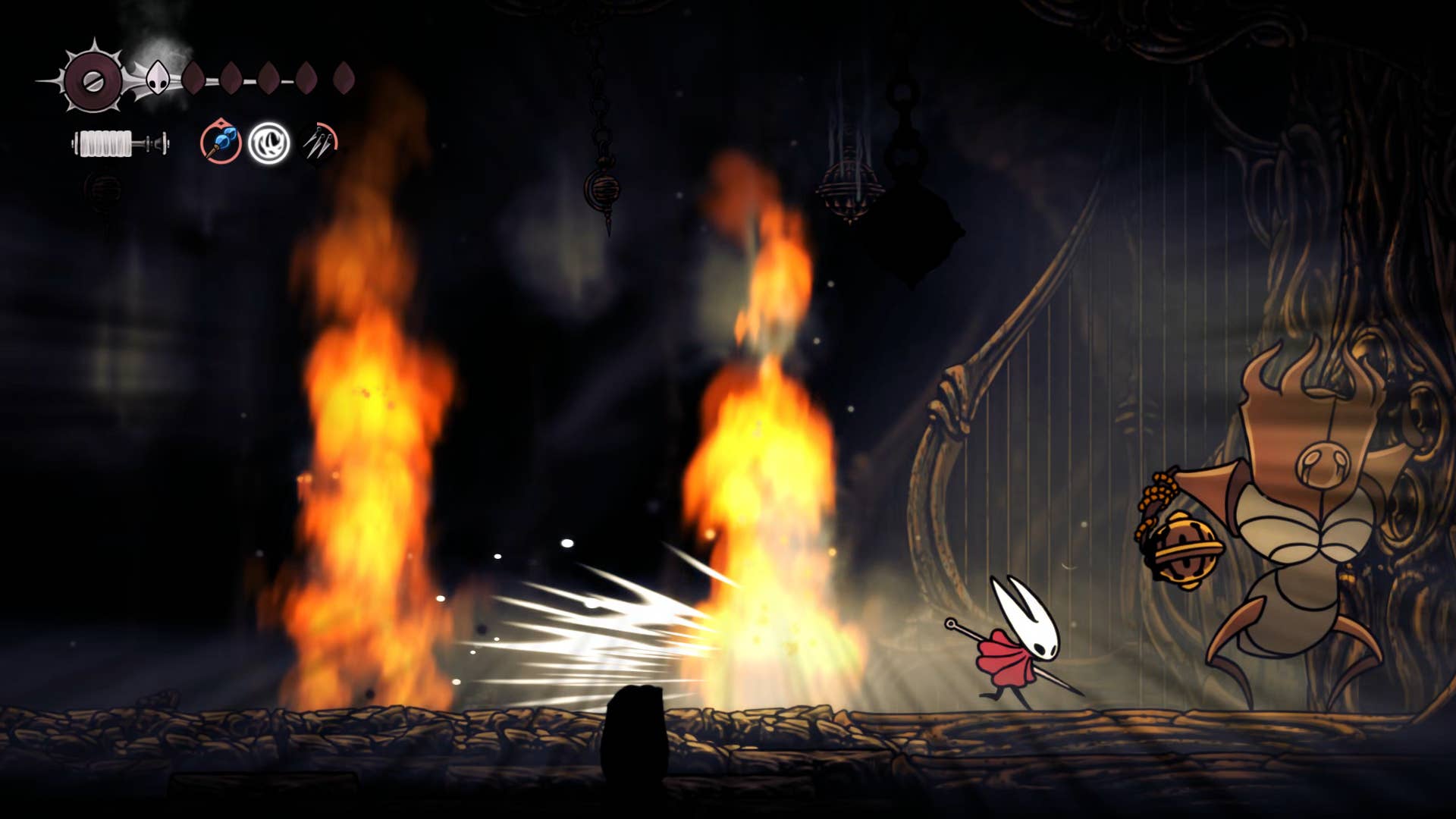 Screenshot of Hollow Knight: Silkson showing a pass through the blown up step.