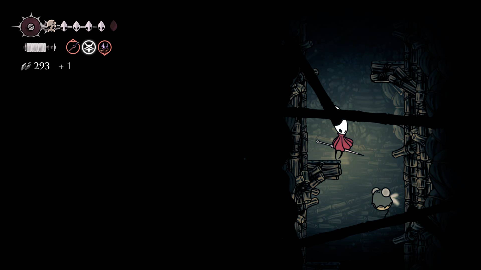 Hollow Knight screenshot: Silkson showing the path through Greymore.