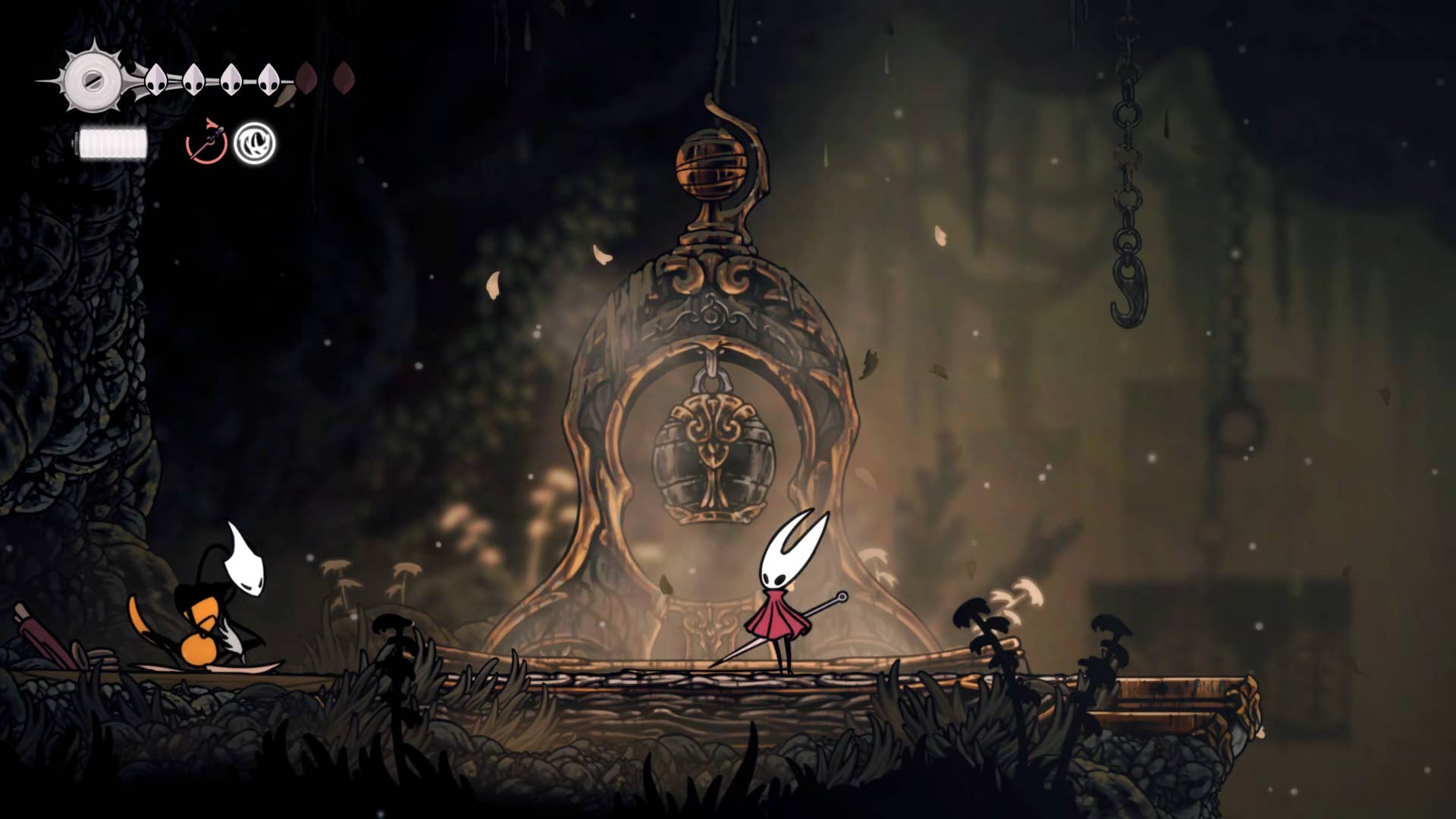Hollownight screenshot: Silkson showing the path through the thinner path.