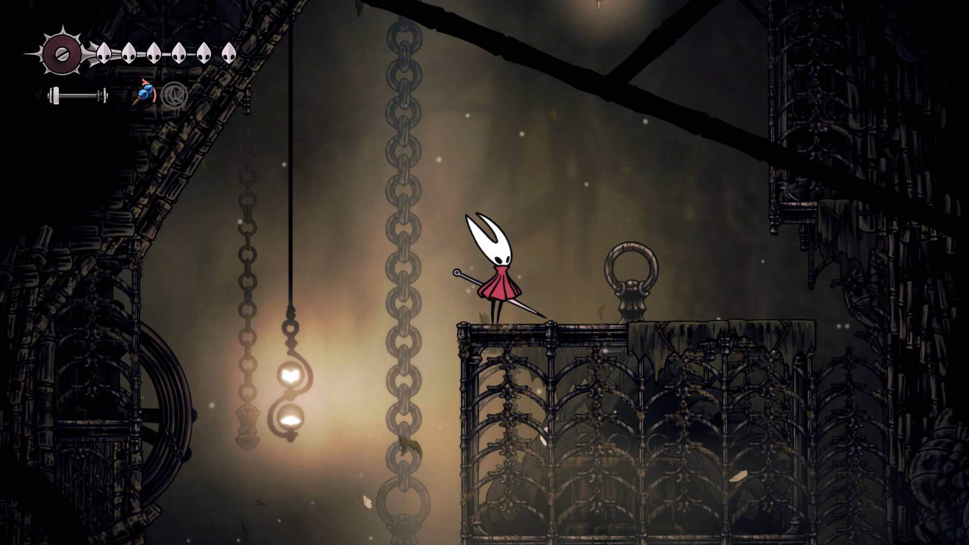 Hollownight screenshot: Silkson showing the path through the thinner path.