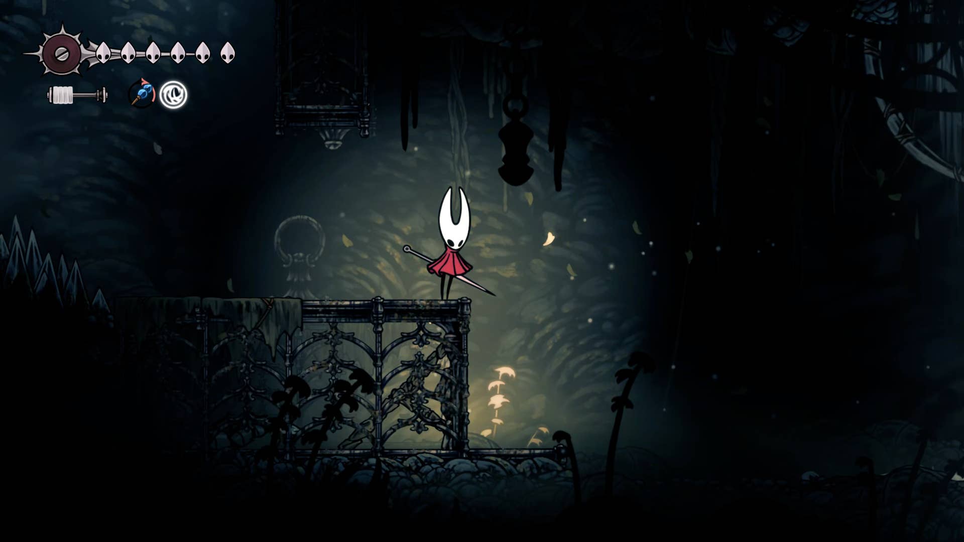 Hollownight screenshot: Silkson showing the path through the thinner path.