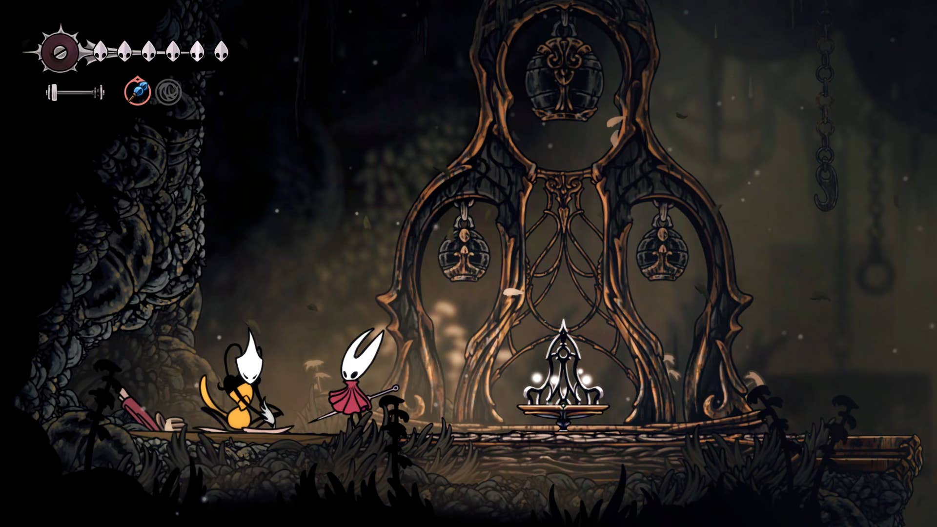 Hollownight screenshot: Silkson showing the path through the thinner path.