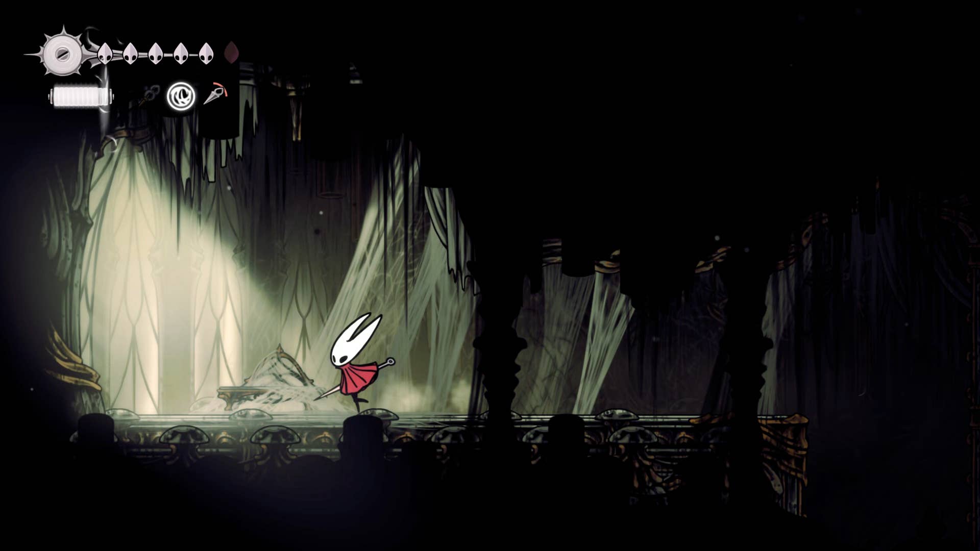 Screenshot of the Hollow Knight: Silkson showing the path through the exhaust organ.
