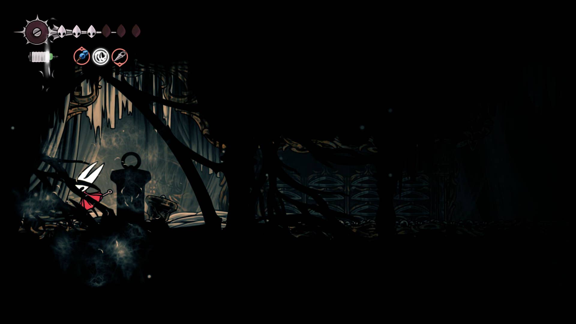 Screenshot of the Hollow Knight: Silkson showing the path through the exhaust organ.