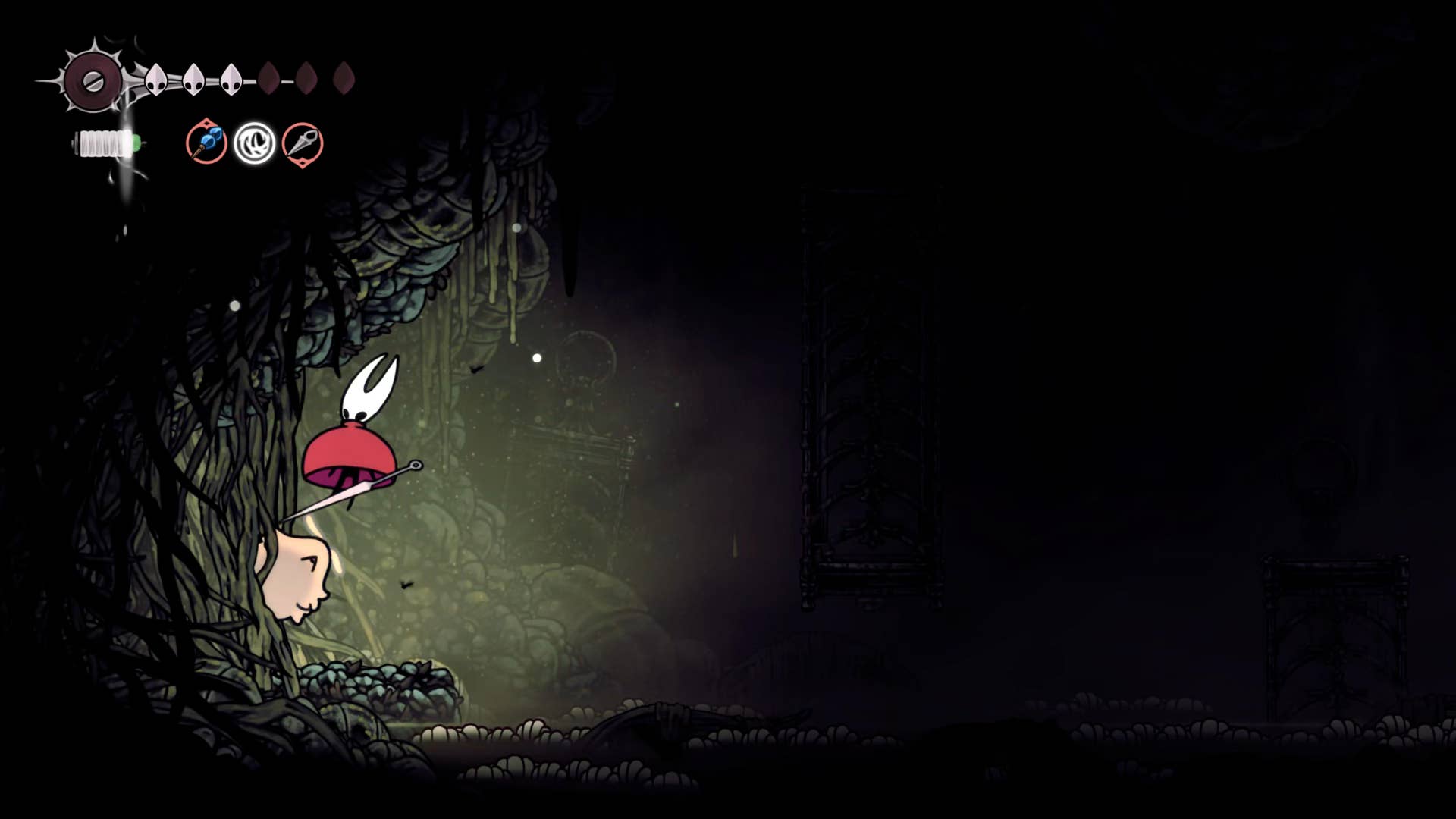 Screenshot of the Hollow Knight: Silkson showing the path through the exhaust organ.
