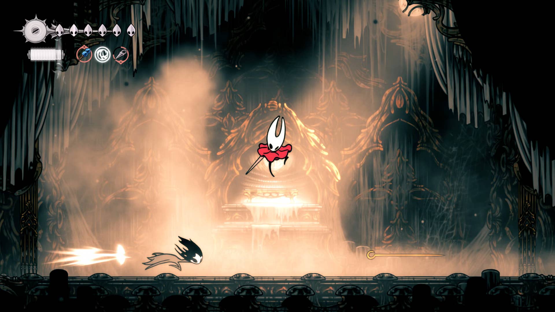 Screenshot of the Hollow Knight: Silkson showing the path through the exhaust organ.