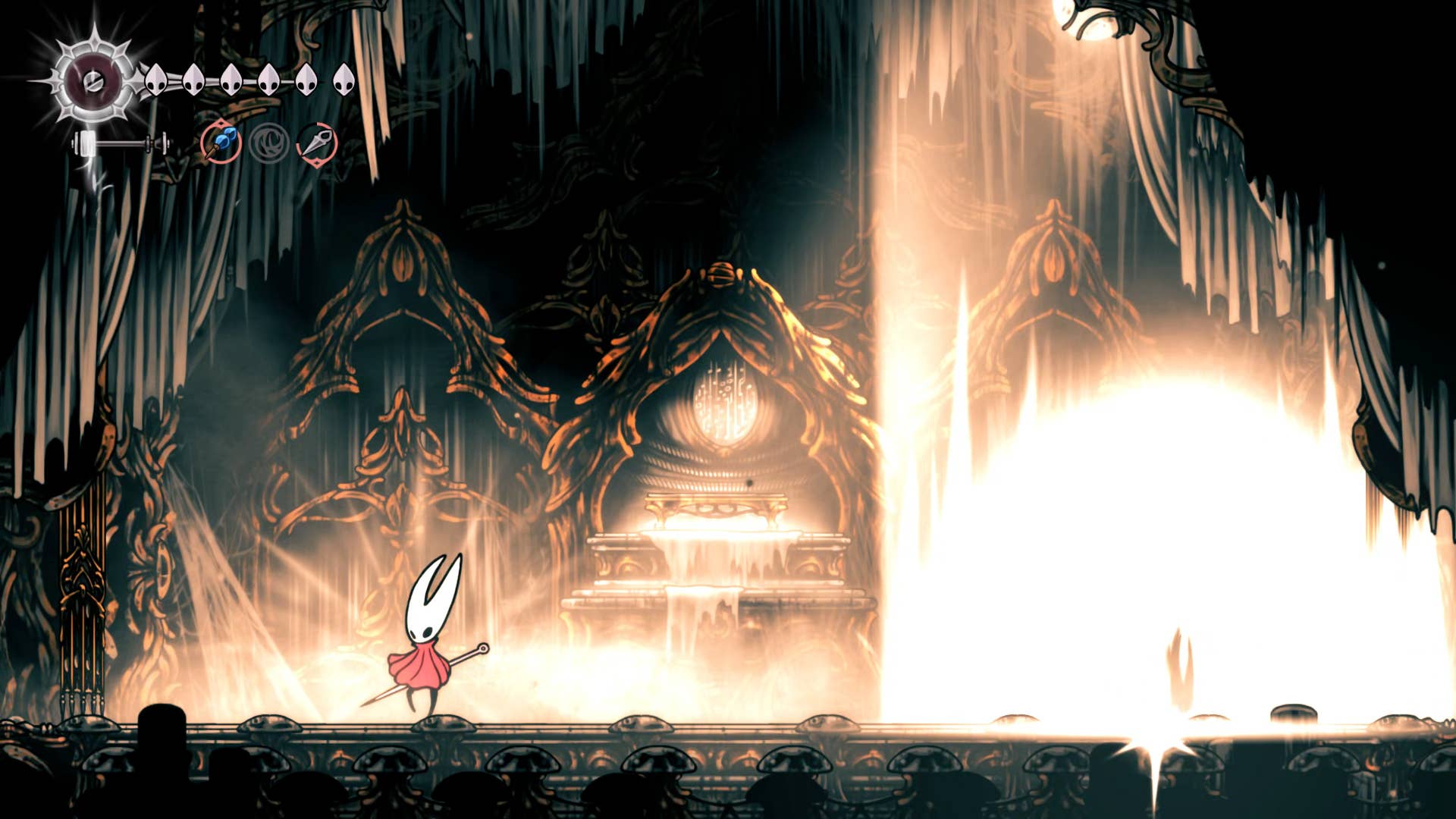Screenshot of the Hollow Knight: Silkson showing the path through the exhaust organ.