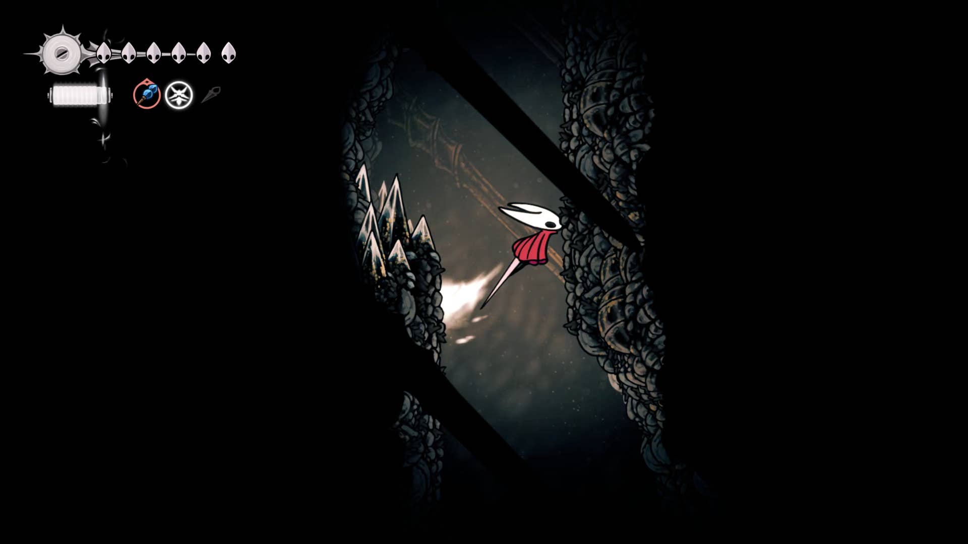 Screenshot of the Hollow Knight: Silkson showing the path through the exhaust organ.