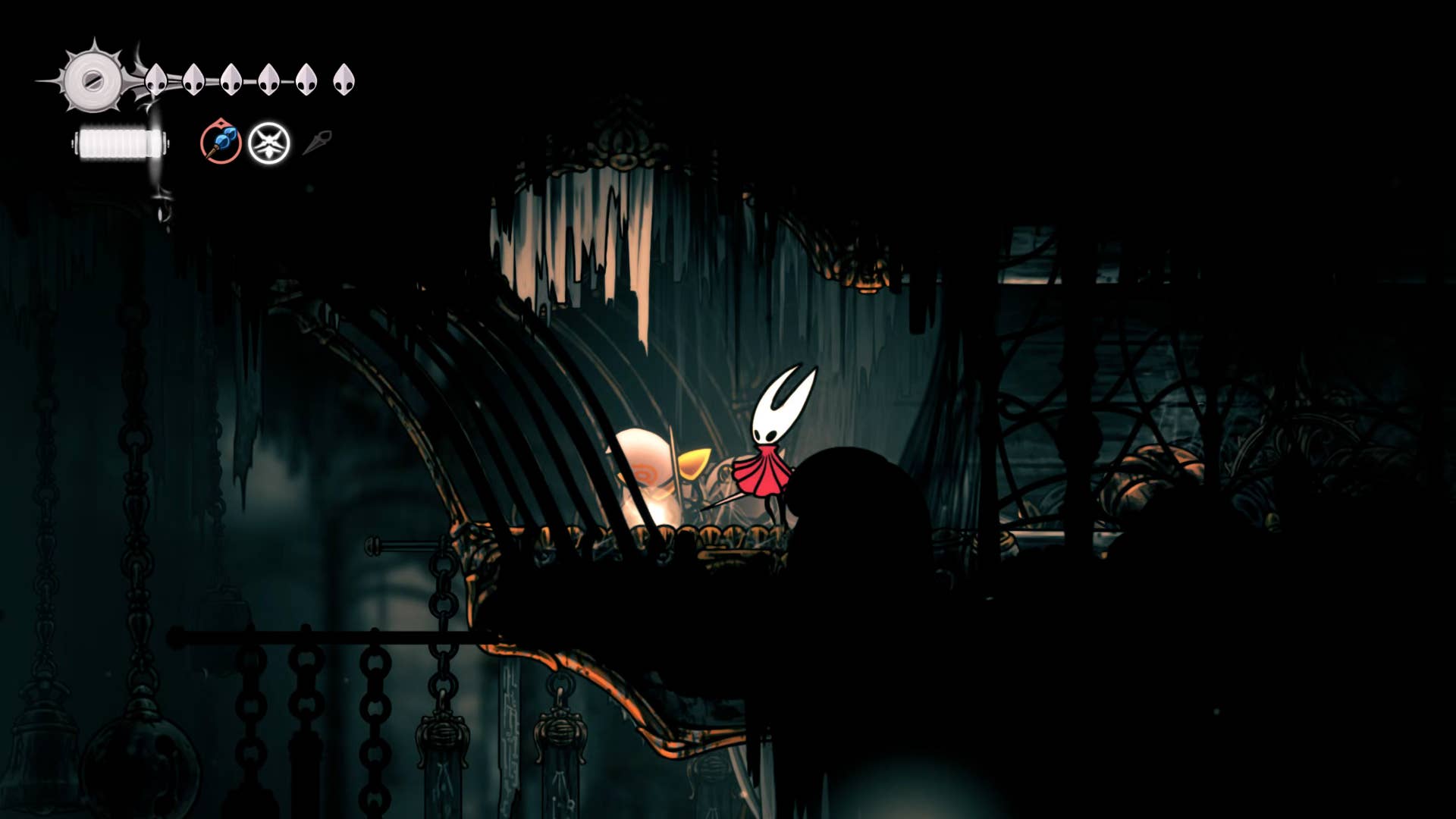 Screenshot of the Hollow Knight: Silkson showing the path through the exhaust organ.
