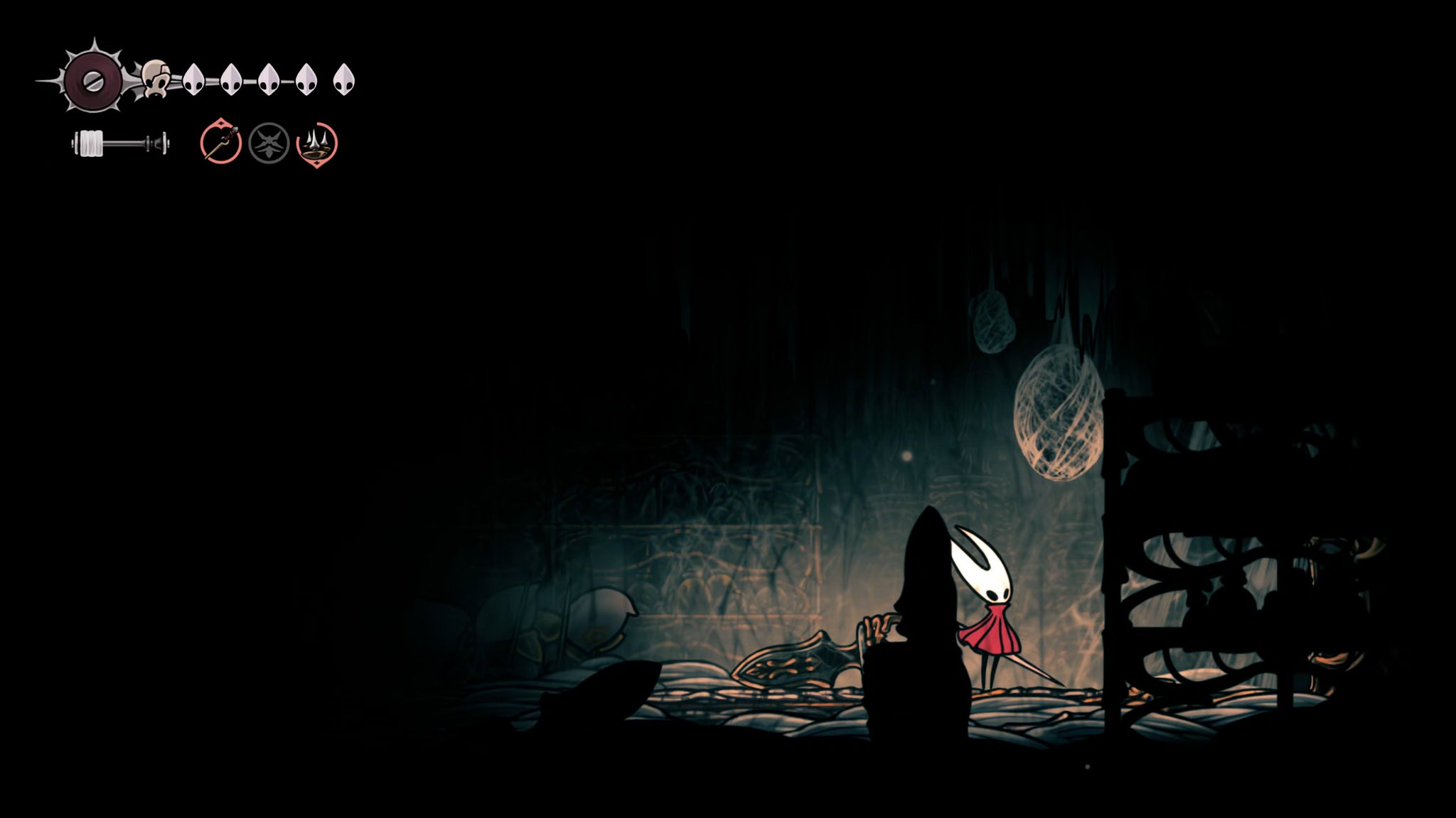 A screenshot of Hollow Knight: Silksong showing the path through the Choral Chambers. - 7