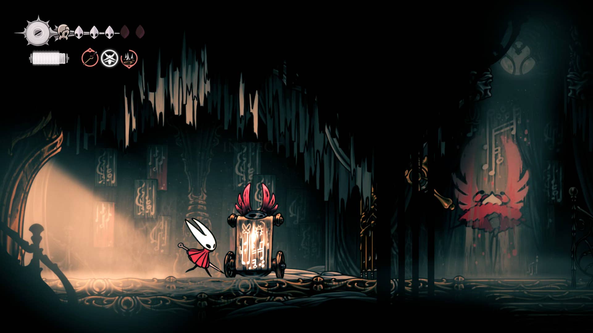 Screenshot of Hollow Knight: Silksong showing the path through Choral Chambers.
