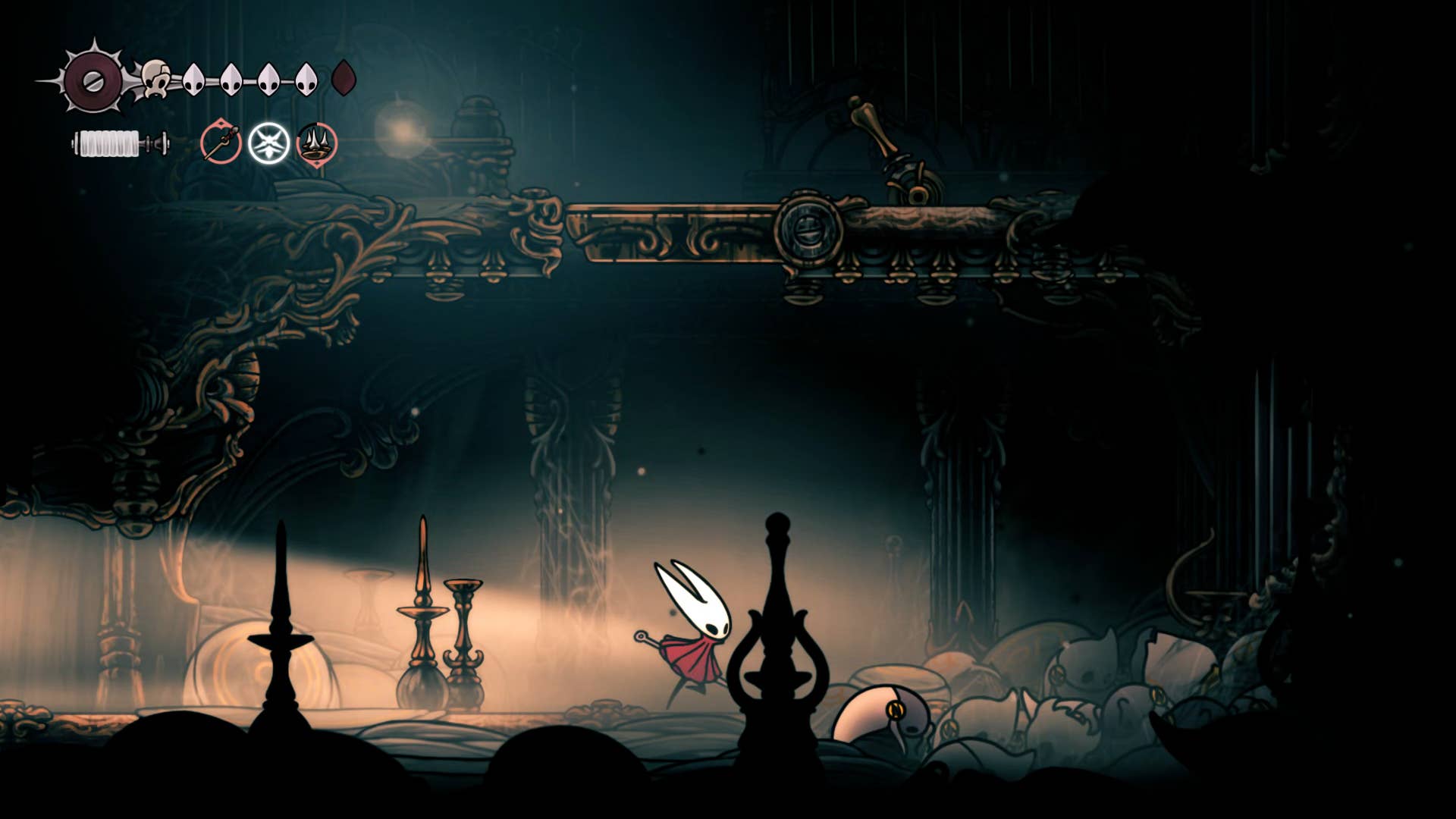Screenshot of Hollow Knight: Silksong showing the path through Choral Chambers.