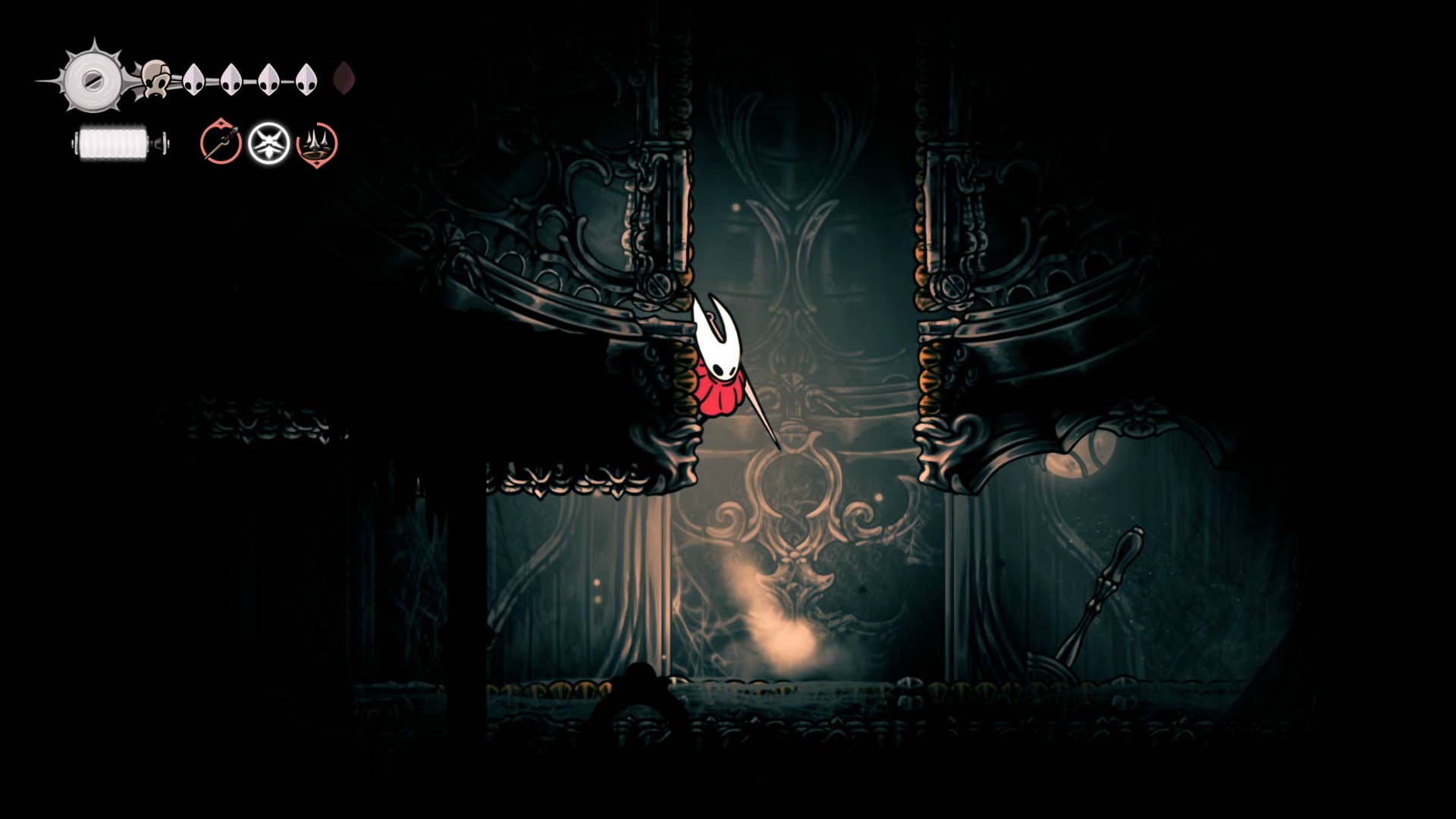 Screenshot of Hollow Knight: Silksong showing the path through Choral Chambers.