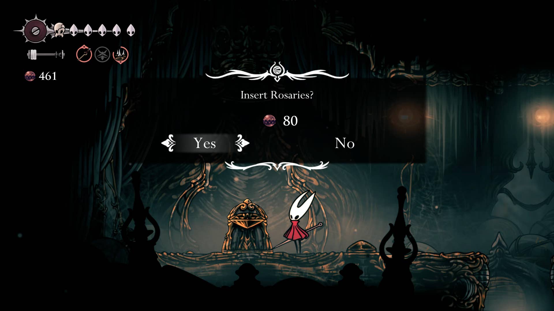 Screenshot of Hollow Knight: Silksong showing the path through Choral Chambers.