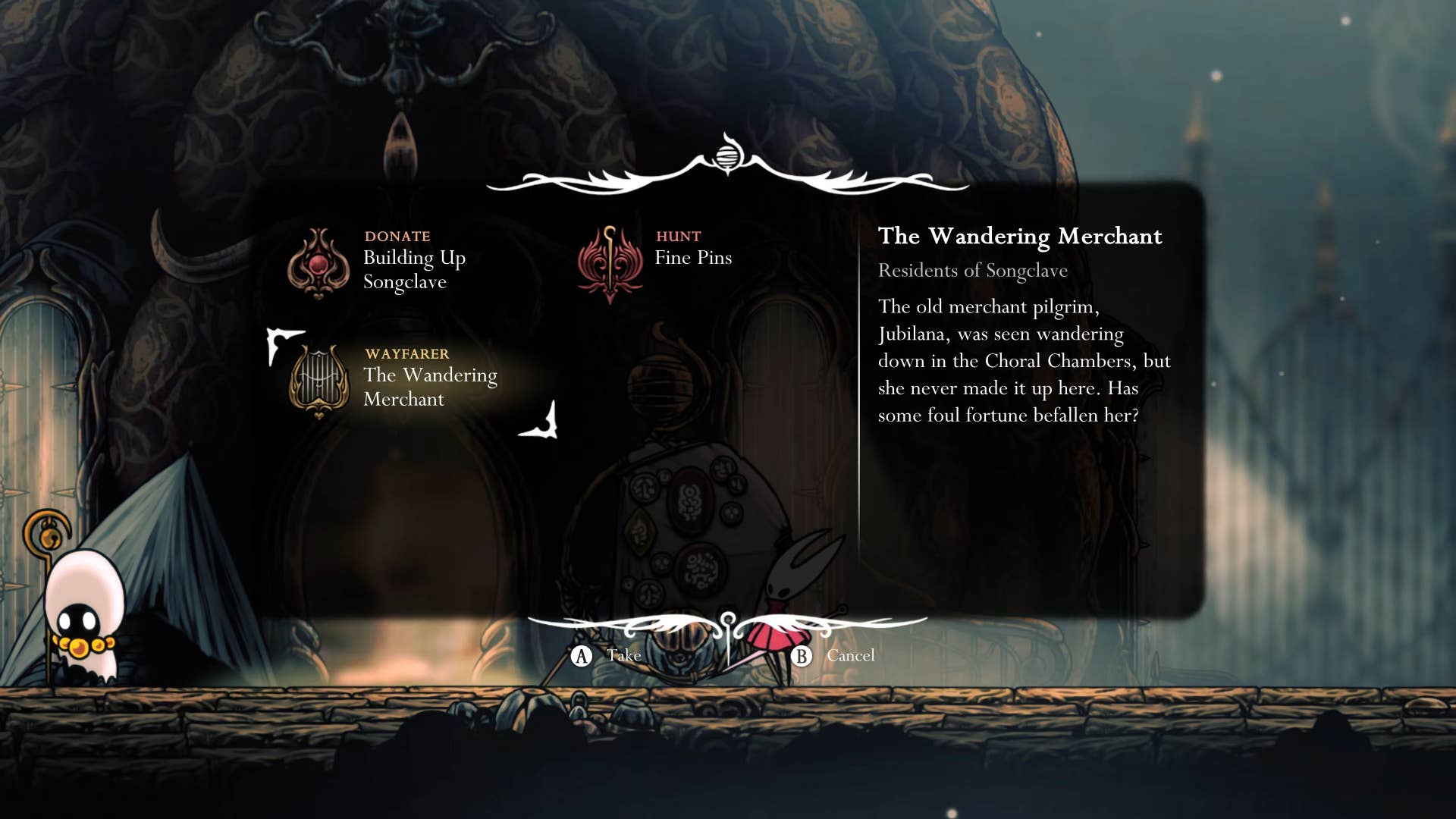 Screenshot of Hollow Knight: Silksong showing the path through Choral Chambers.