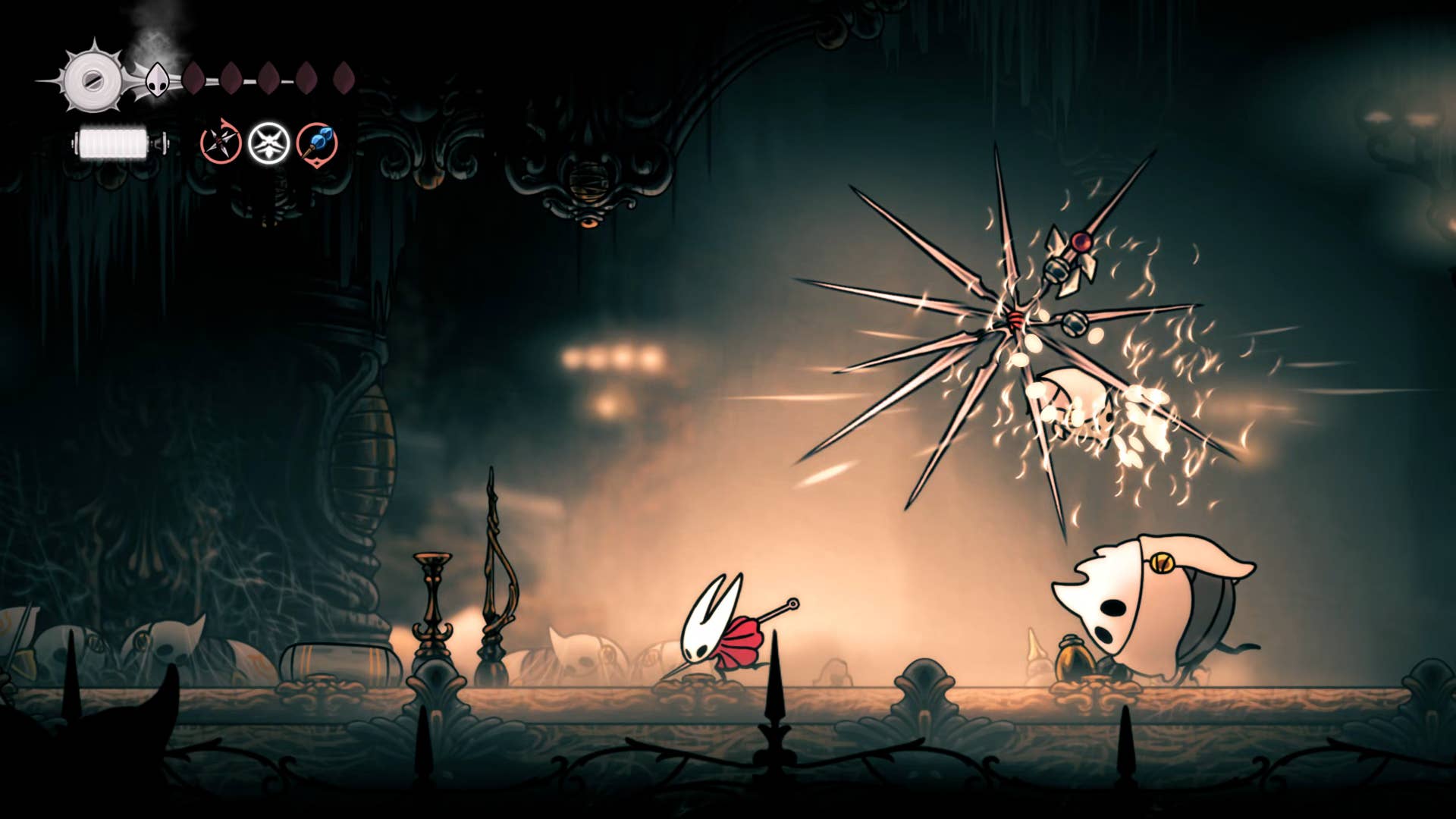 Screenshot of Hollow Knight: Silksong showing the path through Choral Chambers.