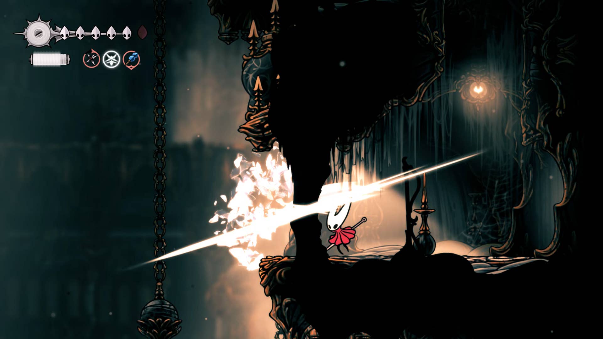 Screenshot of Hollow Knight: Silksong showing the path through Choral Chambers.
