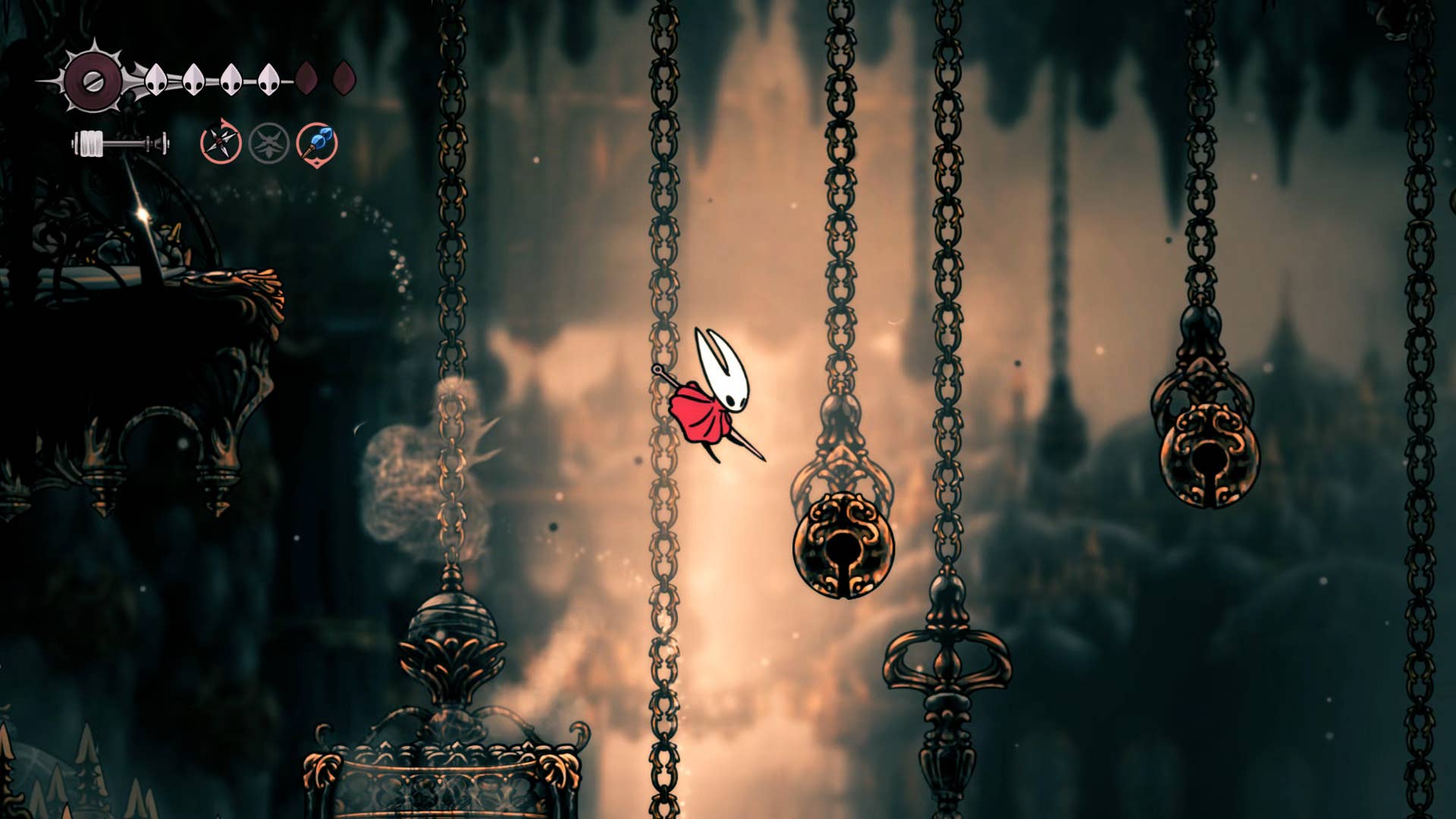 Screenshot of Hollow Knight: Silksong showing the path through Choral Chambers.