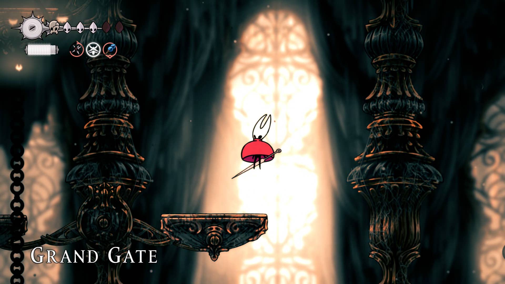 Screenshot of Hollow Knight: Silksong showing the path through Choral Chambers.