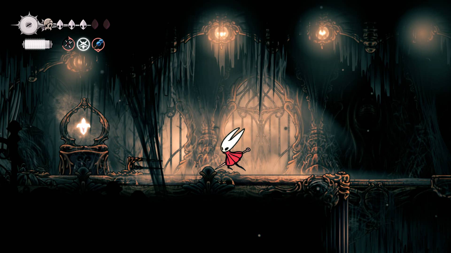 Screenshot of Hollow Knight: Silksong showing the path through Choral Chambers.