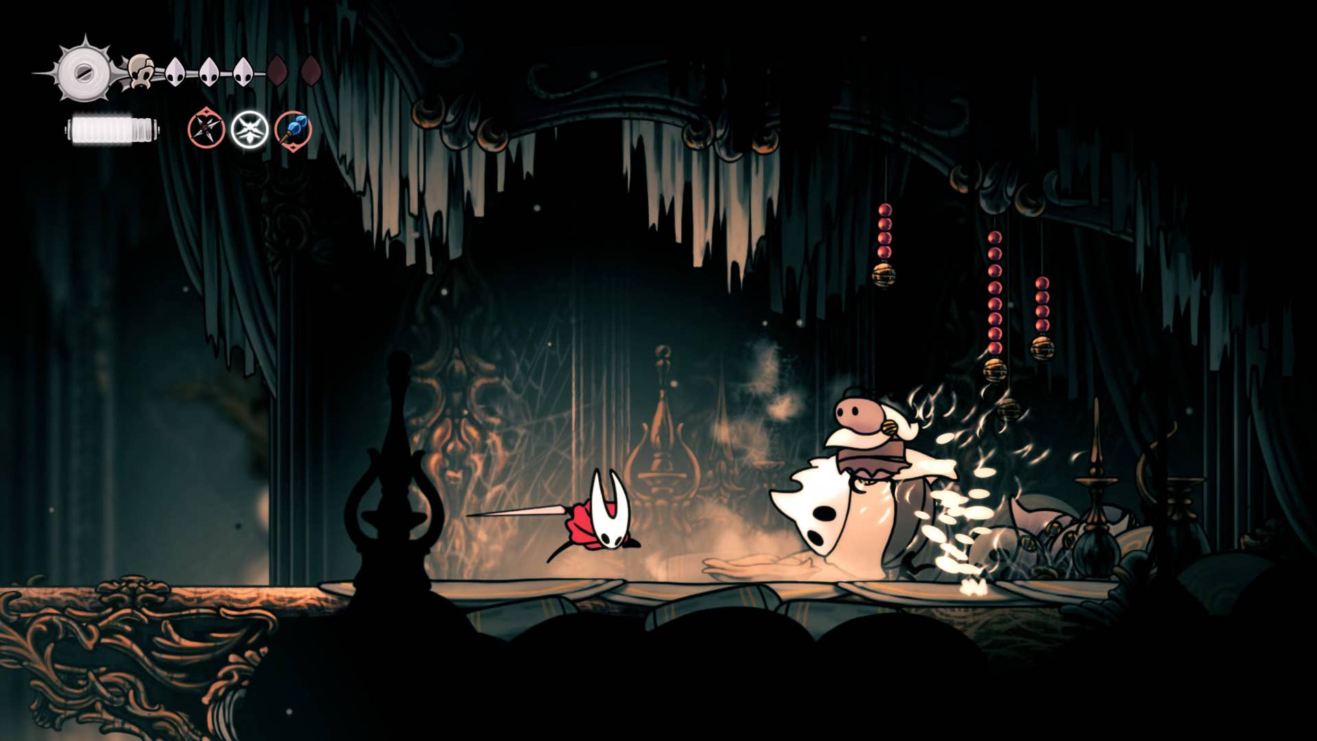 Screenshot of Hollow Knight: Silksong showing the path through Choral Chambers.