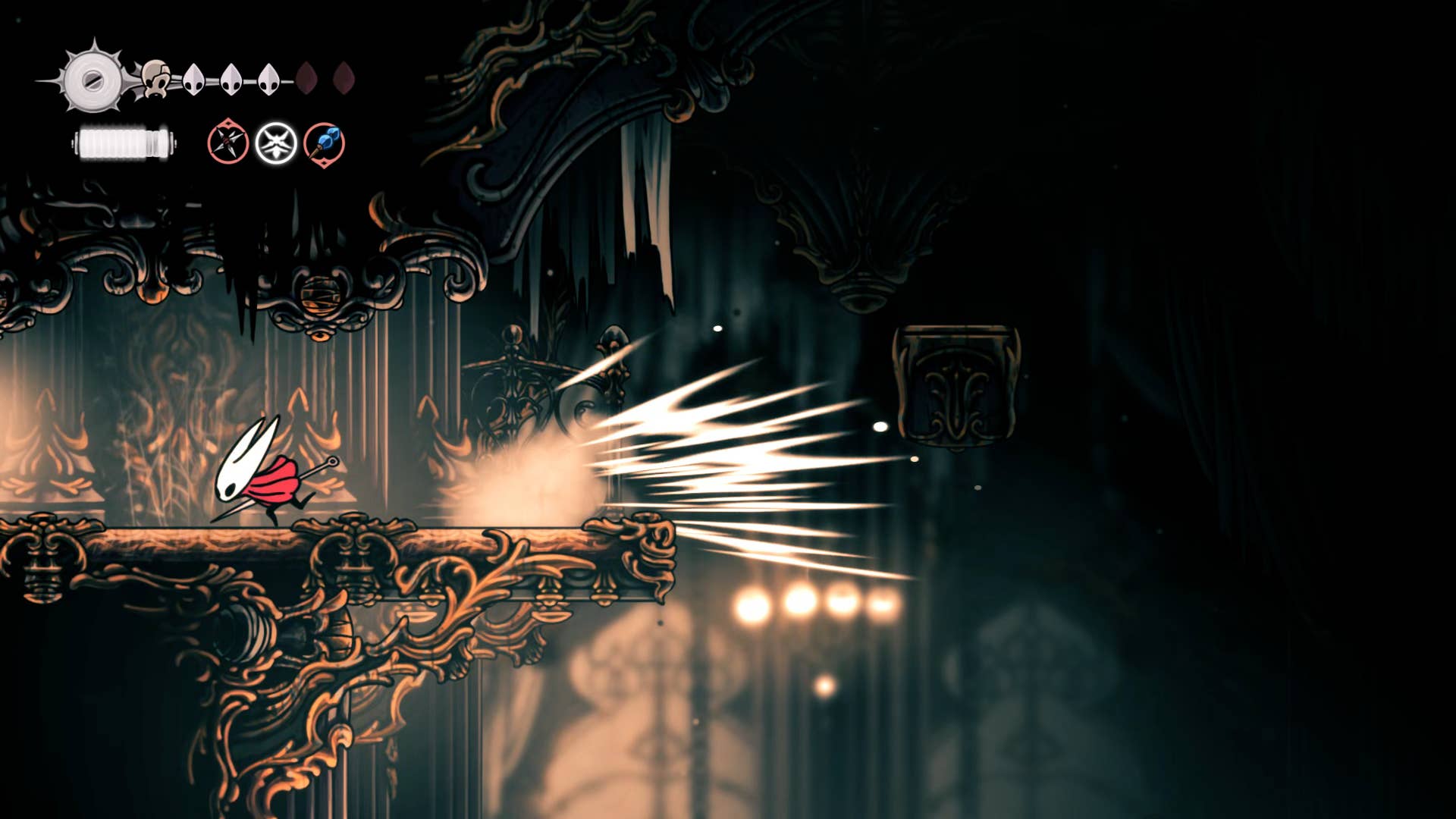 Screenshot of Hollow Knight: Silksong showing the path through Choral Chambers.