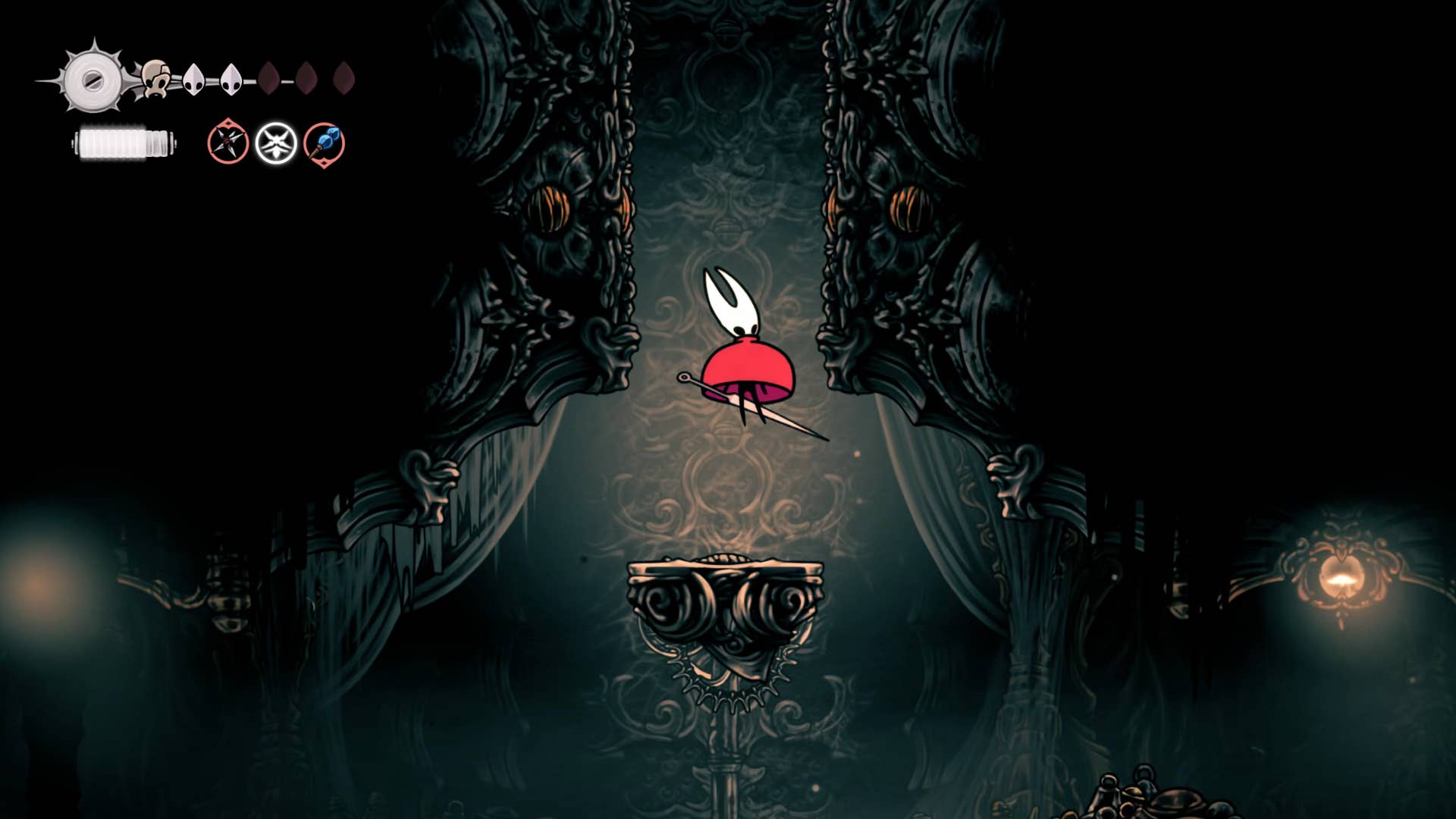 Screenshot of Hollow Knight: Silksong showing the path through Choral Chambers.