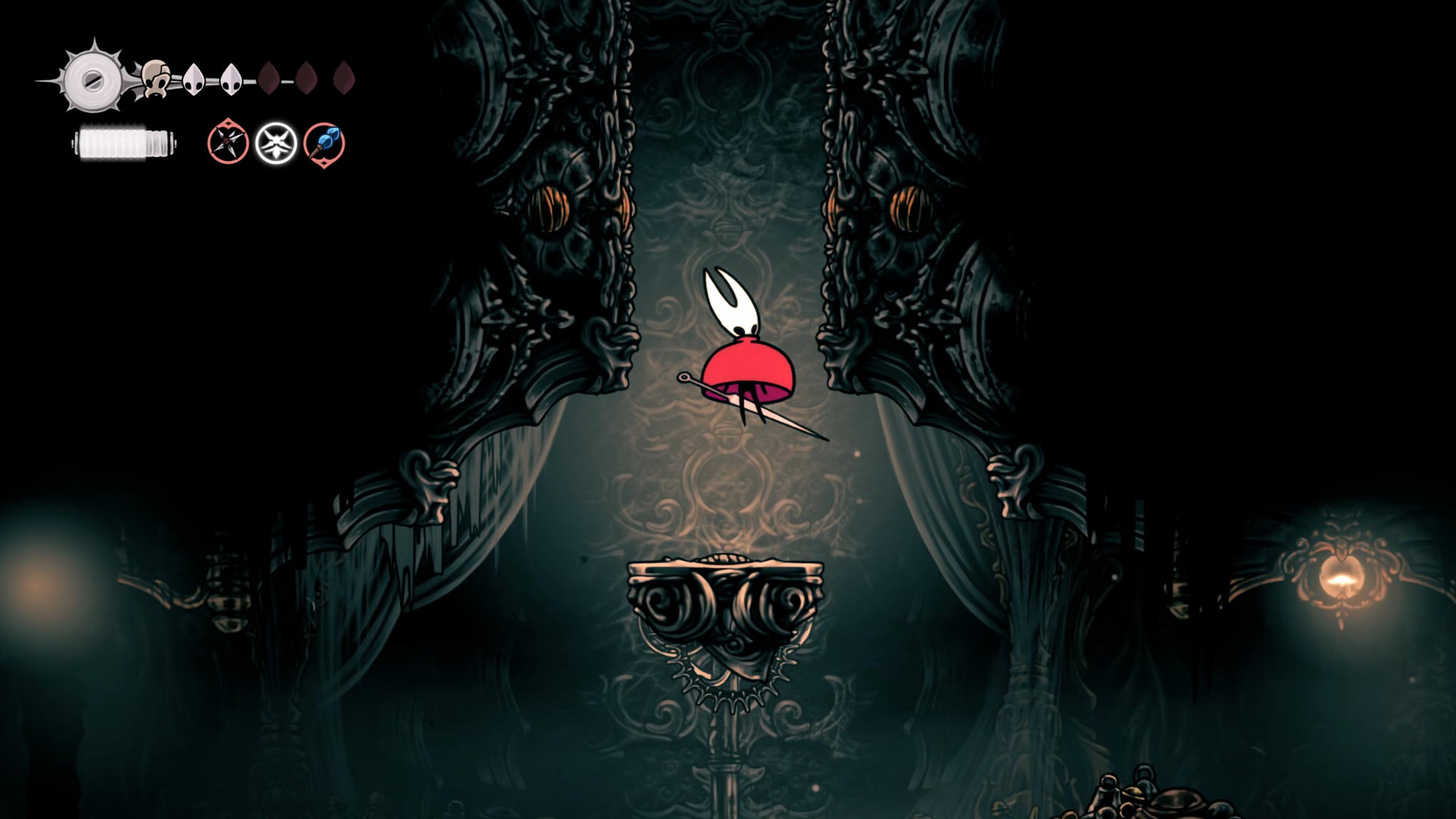 A screenshot of Hollow Knight: Silksong showing the path through the Choral Chambers. - 32