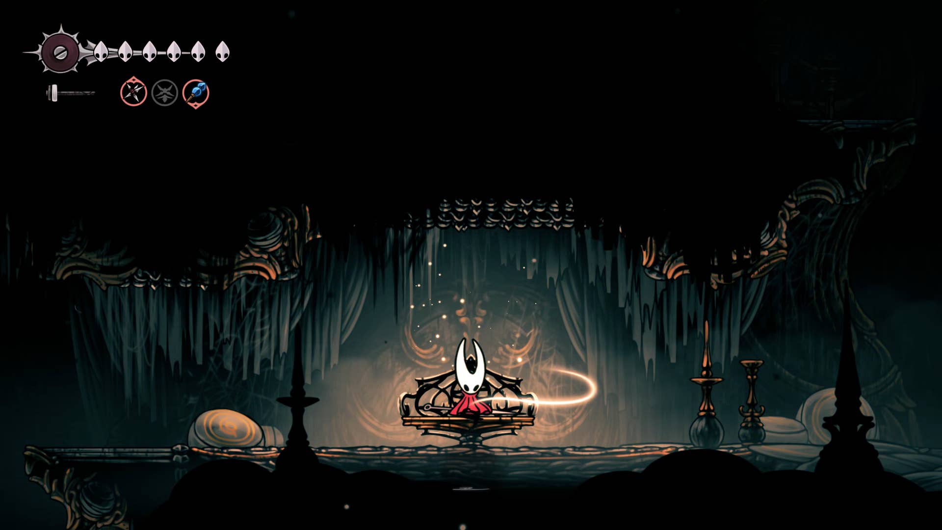 Screenshot of Hollow Knight: Silksong showing the path through Choral Chambers.