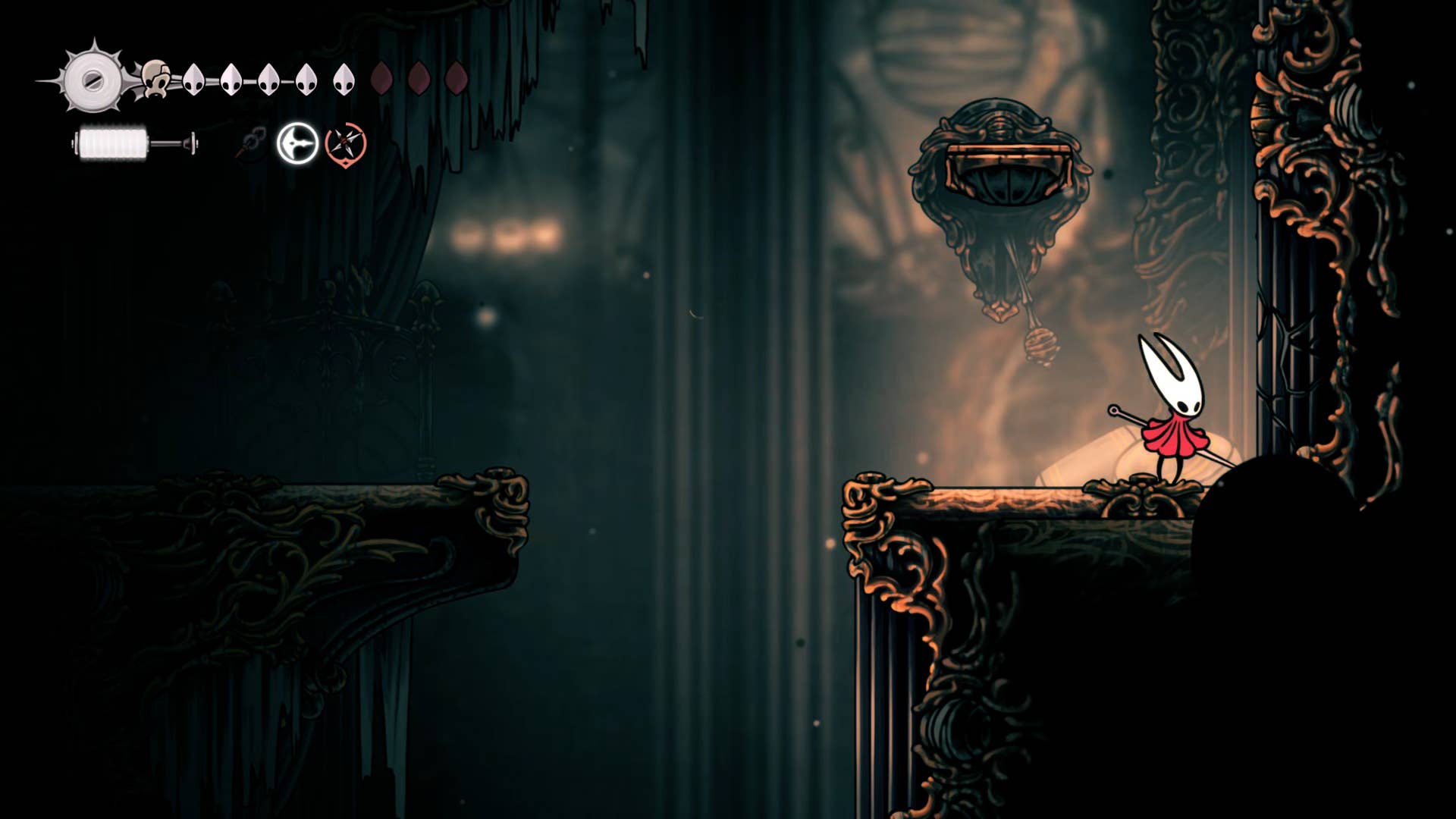 Screenshot of Hollow Knight: Silksong showing the path through Choral Chambers.