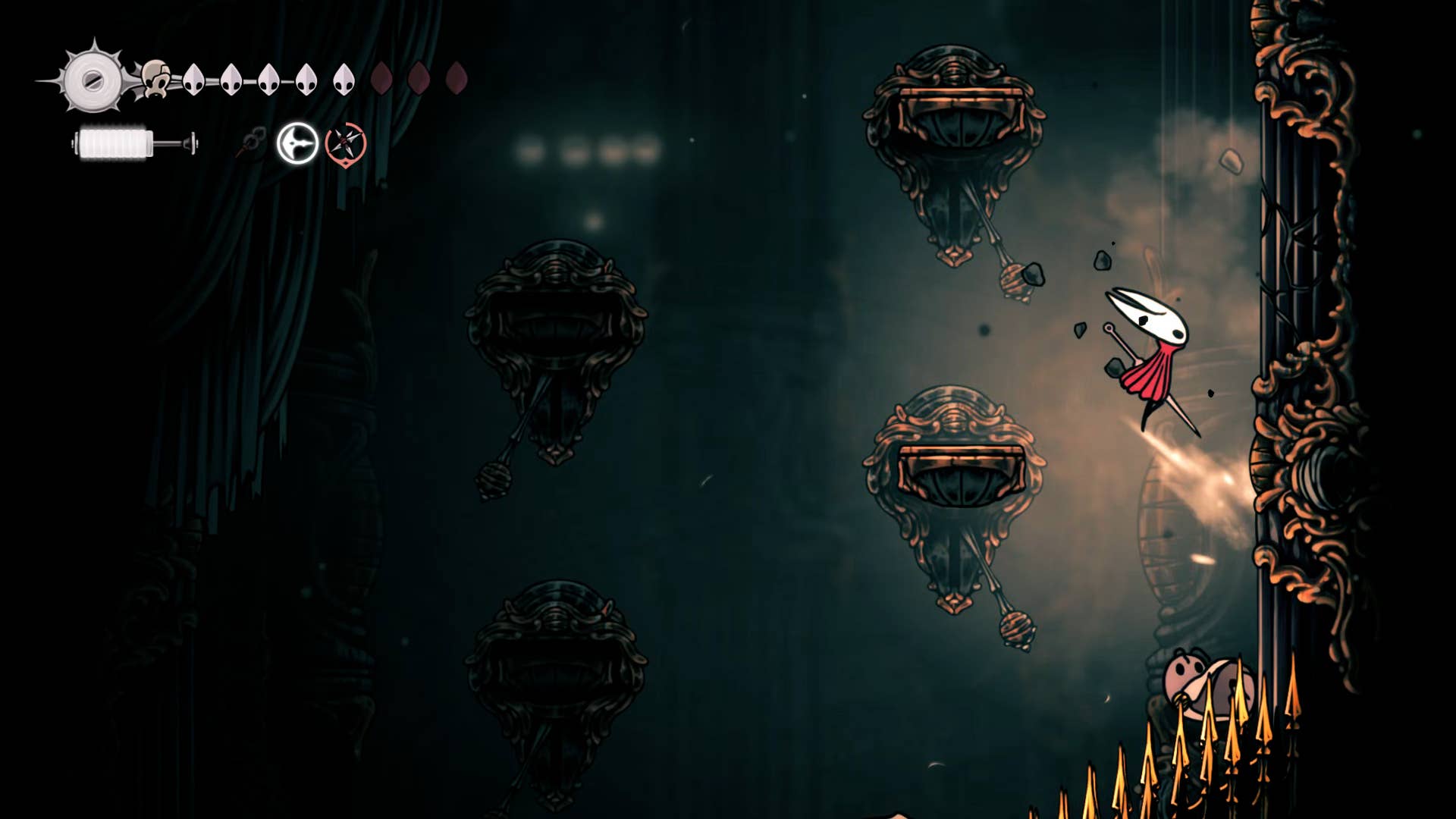 Screenshot of Hollow Knight: Silksong showing the path through Choral Chambers.