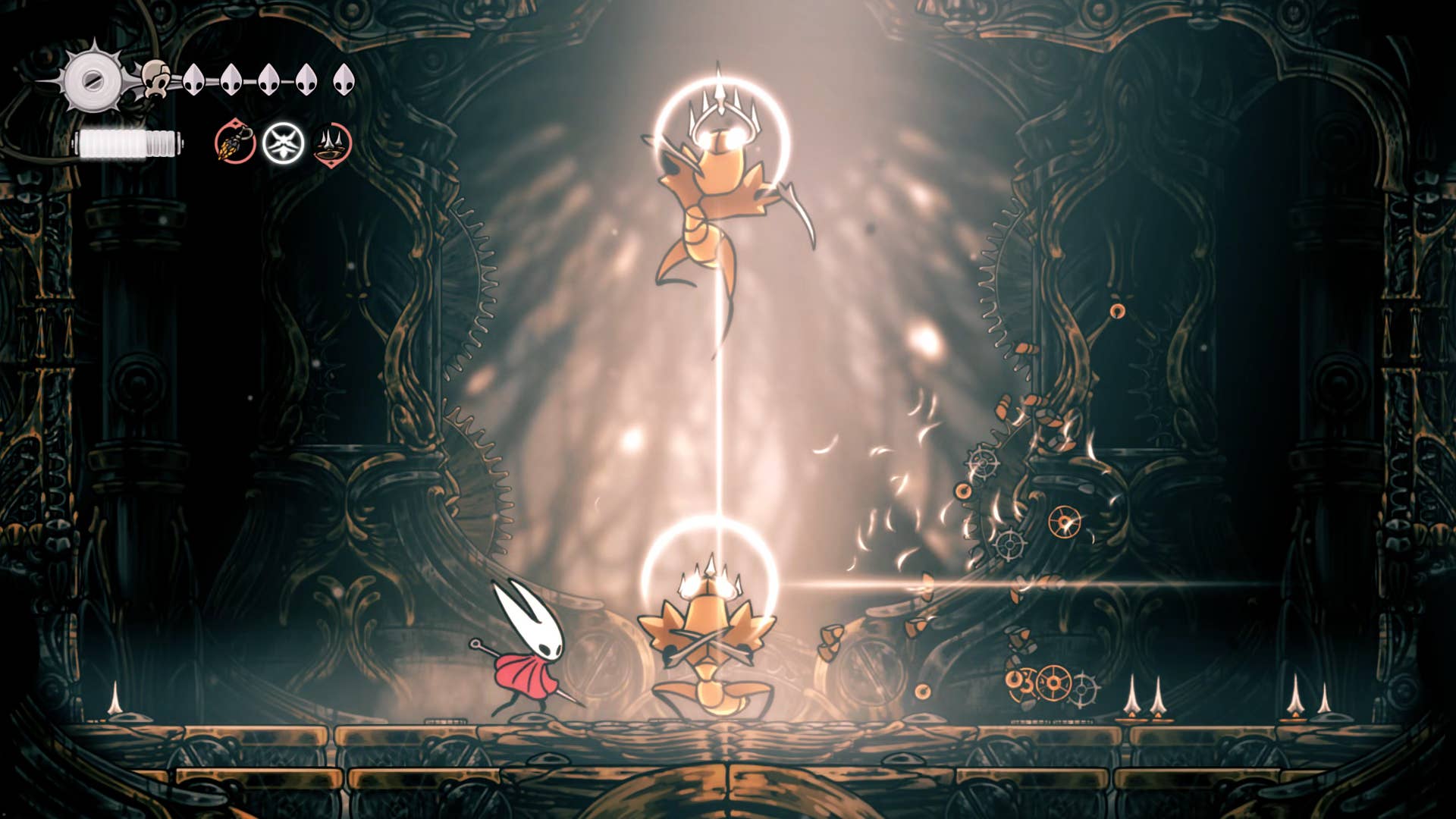 Screenshot of Hollow Knight: Silksong showing the path through Choral Chambers.