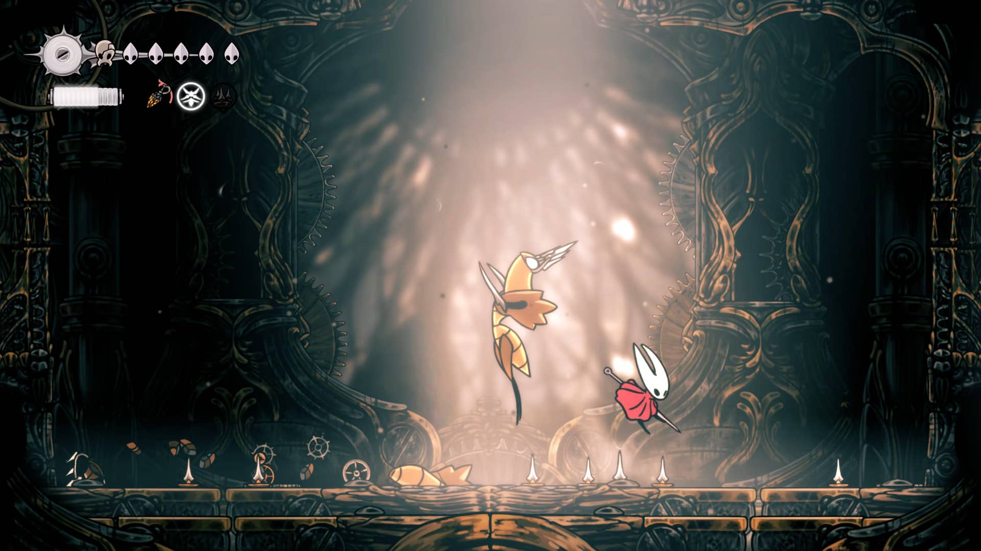 Screenshot of Hollow Knight: Silksong showing the path through Choral Chambers.
