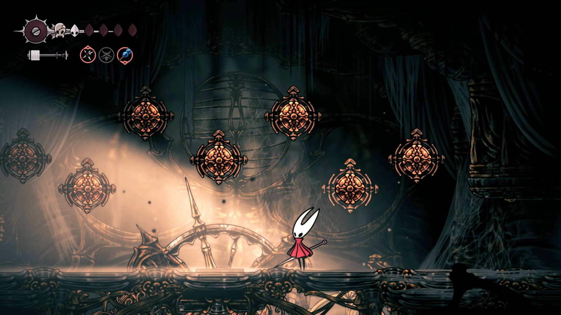 Screenshot of Hollow Knight: Silksong showing the path through Choral Chambers.