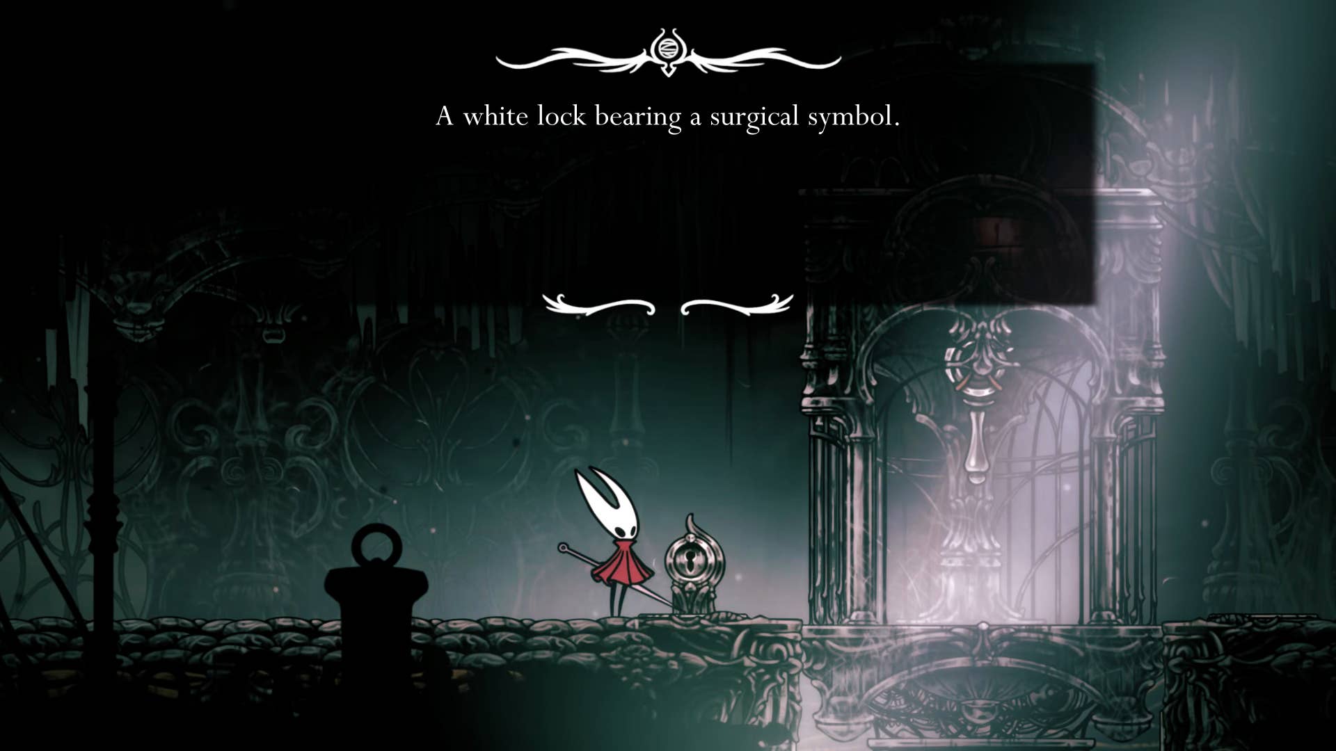 Screenshot of Hollow Knight: Silkson showing the path through the white word.