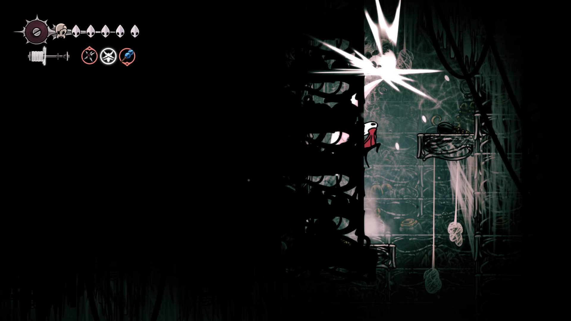 Screenshot of Hollow Knight: Silkson showing the path through the white word.