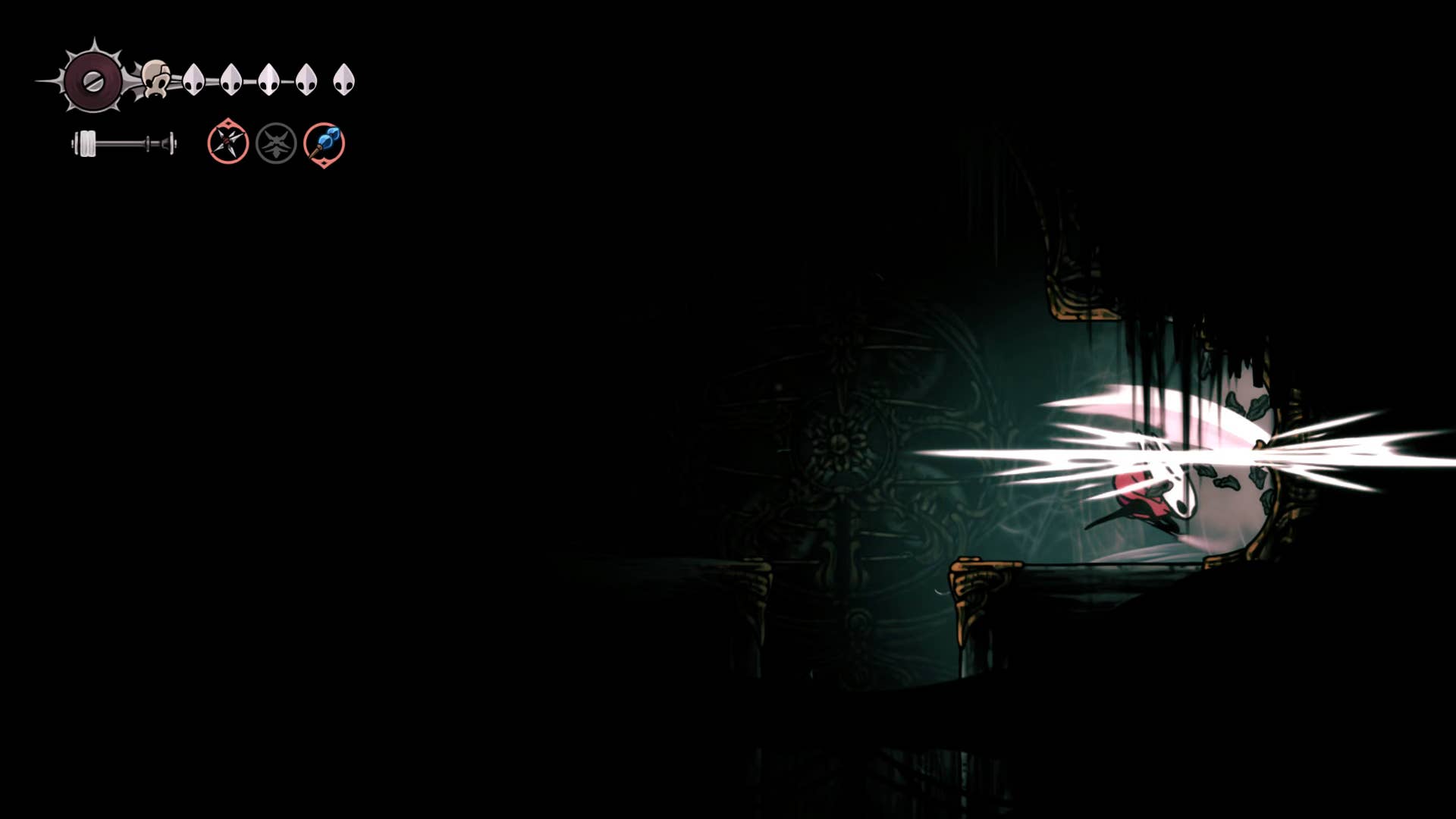 Screenshot of Hollow Knight: Silkson showing the path through the white word.