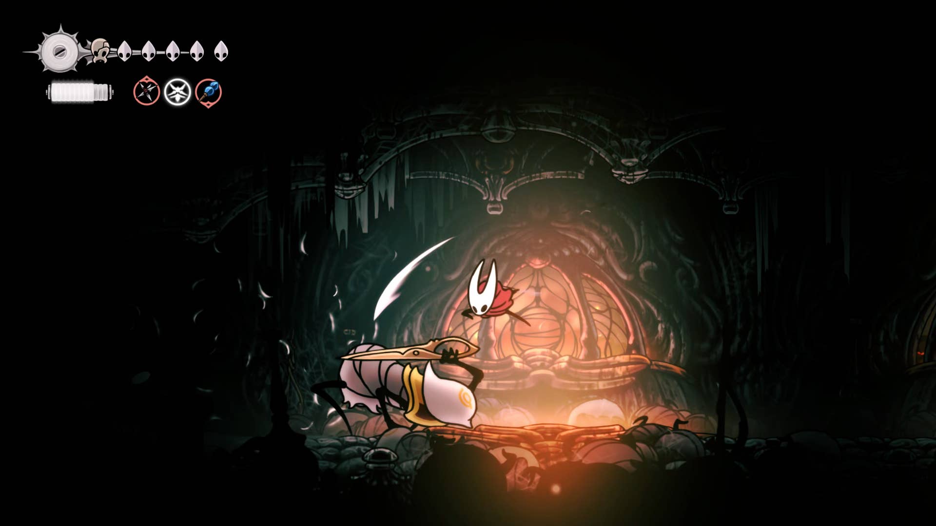 Screenshot of Hollow Knight: Silkson showing the path through the white word.