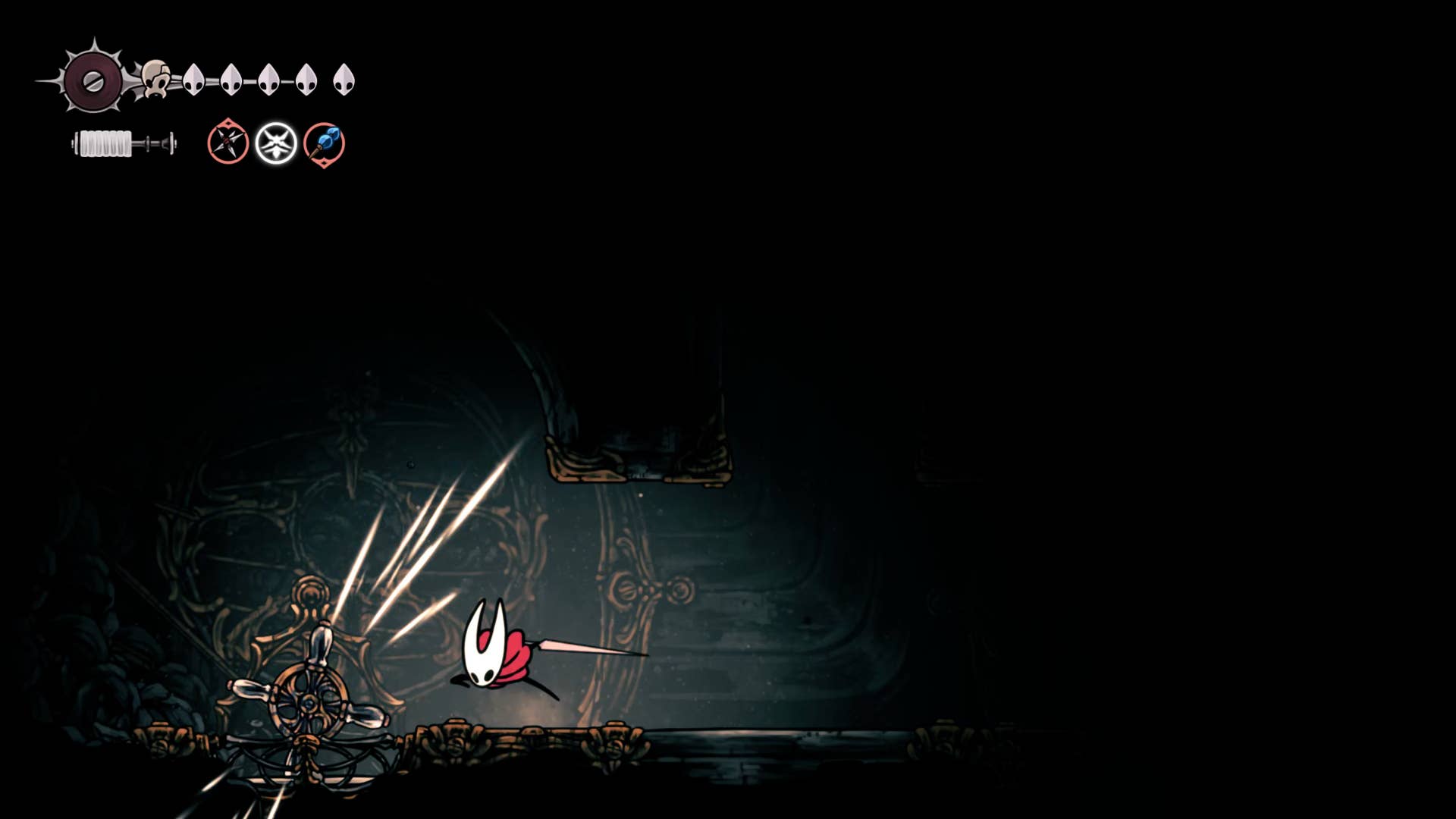 Hollow Knight: Silksong screenshot: Showing the path through Underworks.