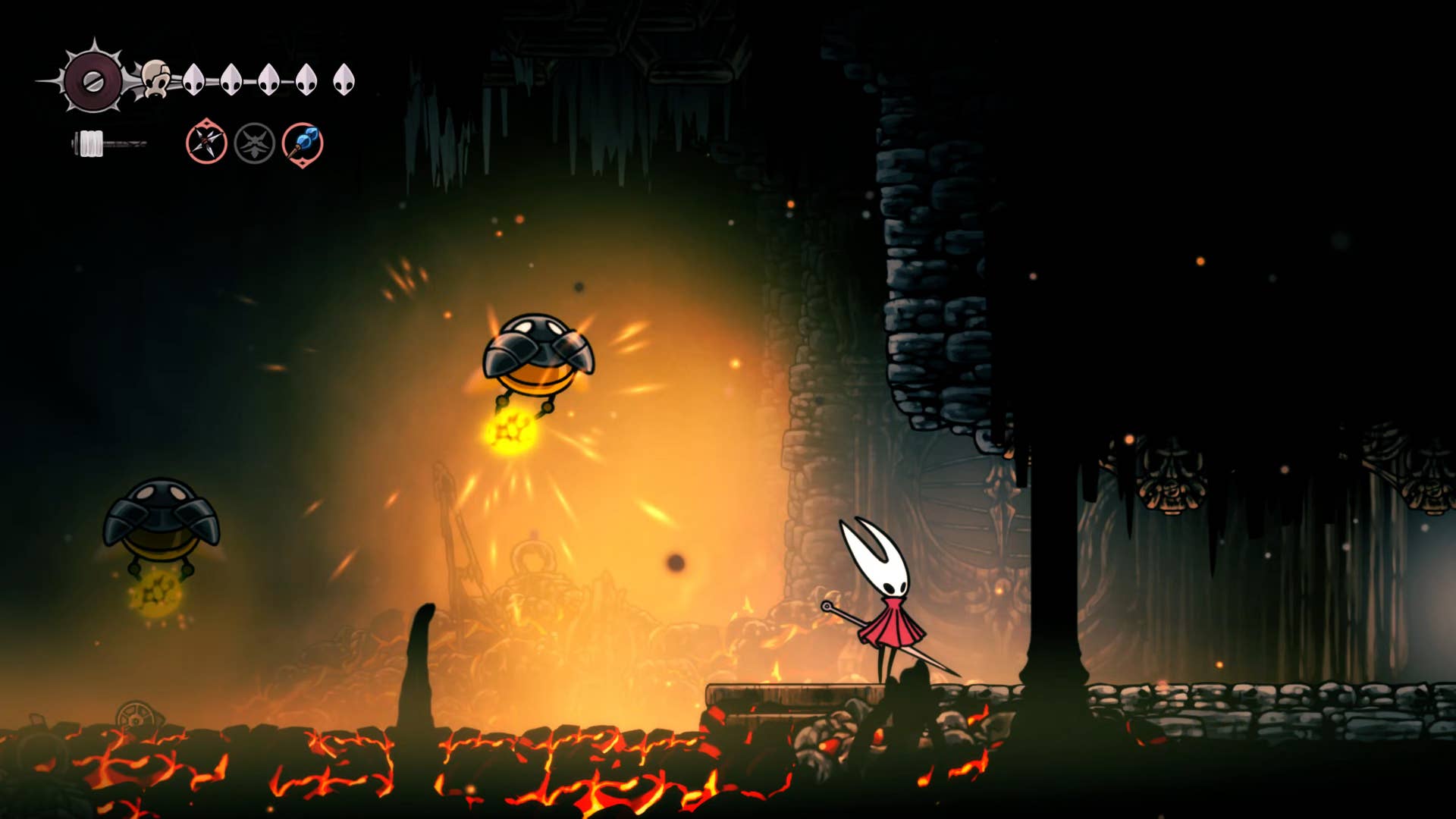 Hollow Knight: Silksong screenshot: Showing the path through Underworks.