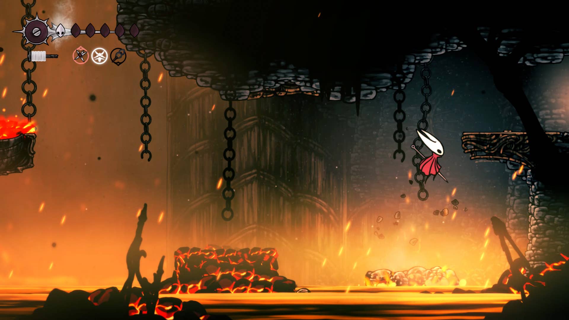 Hollow Knight: Silksong screenshot: Showing the path through Underworks.