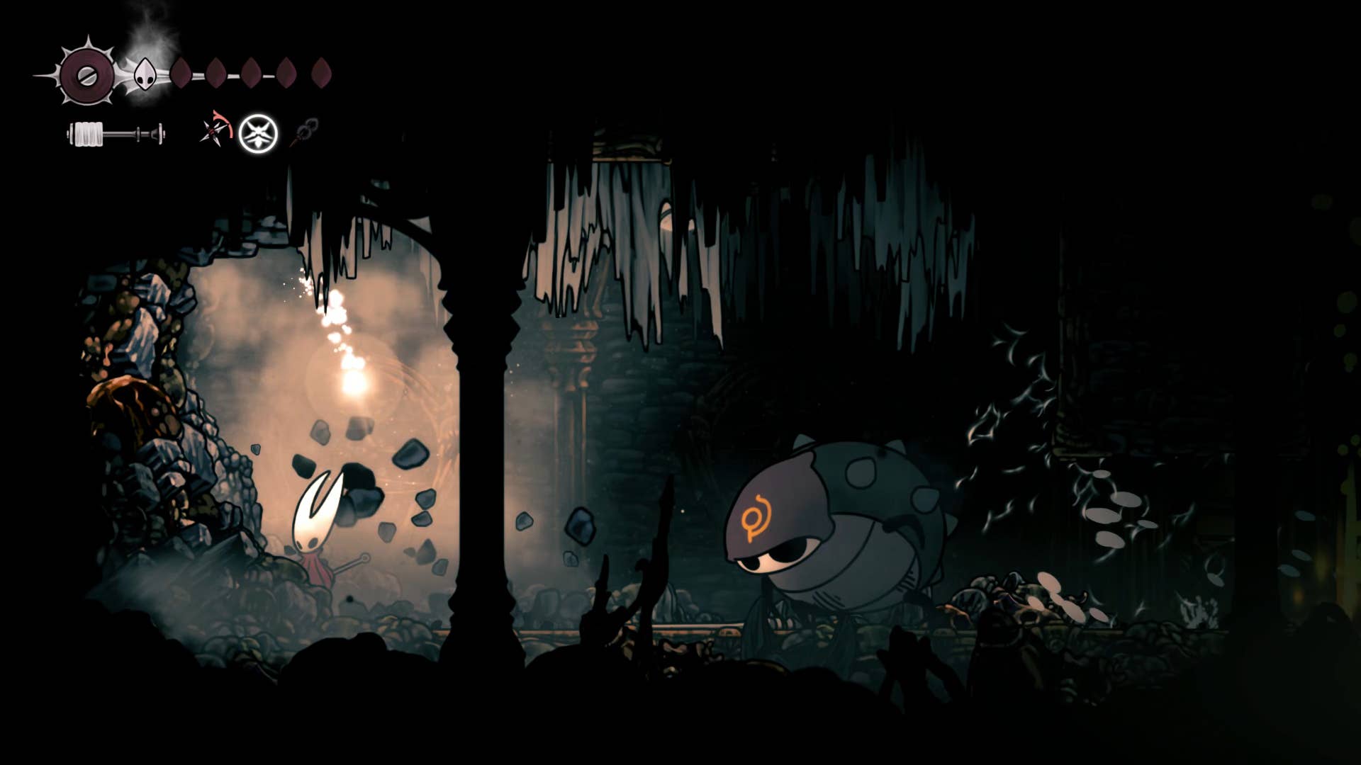 Hollow Knight: Silksong screenshot: Showing the path through Underworks.